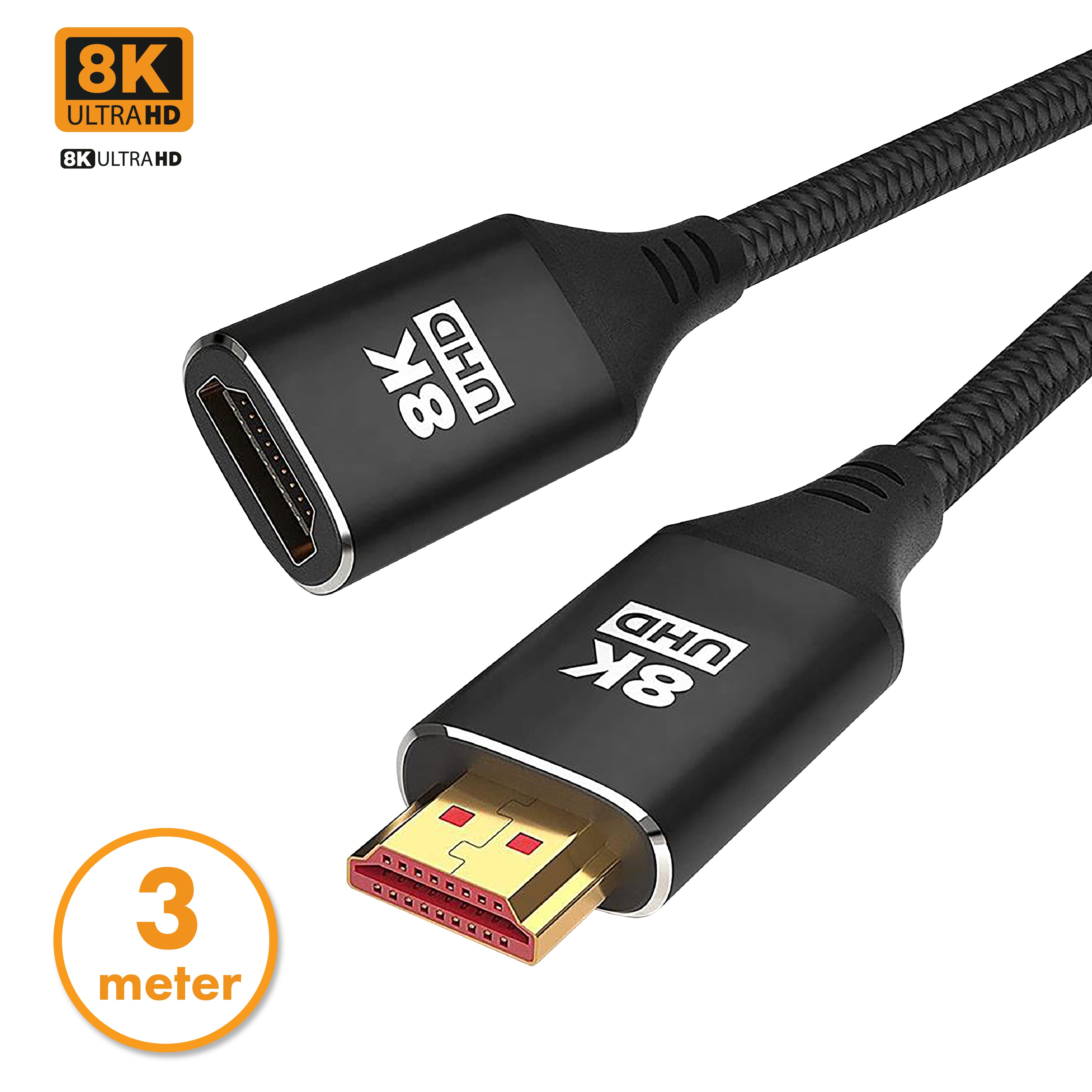 HDMI 2.1 Verlengkabel - Zwart