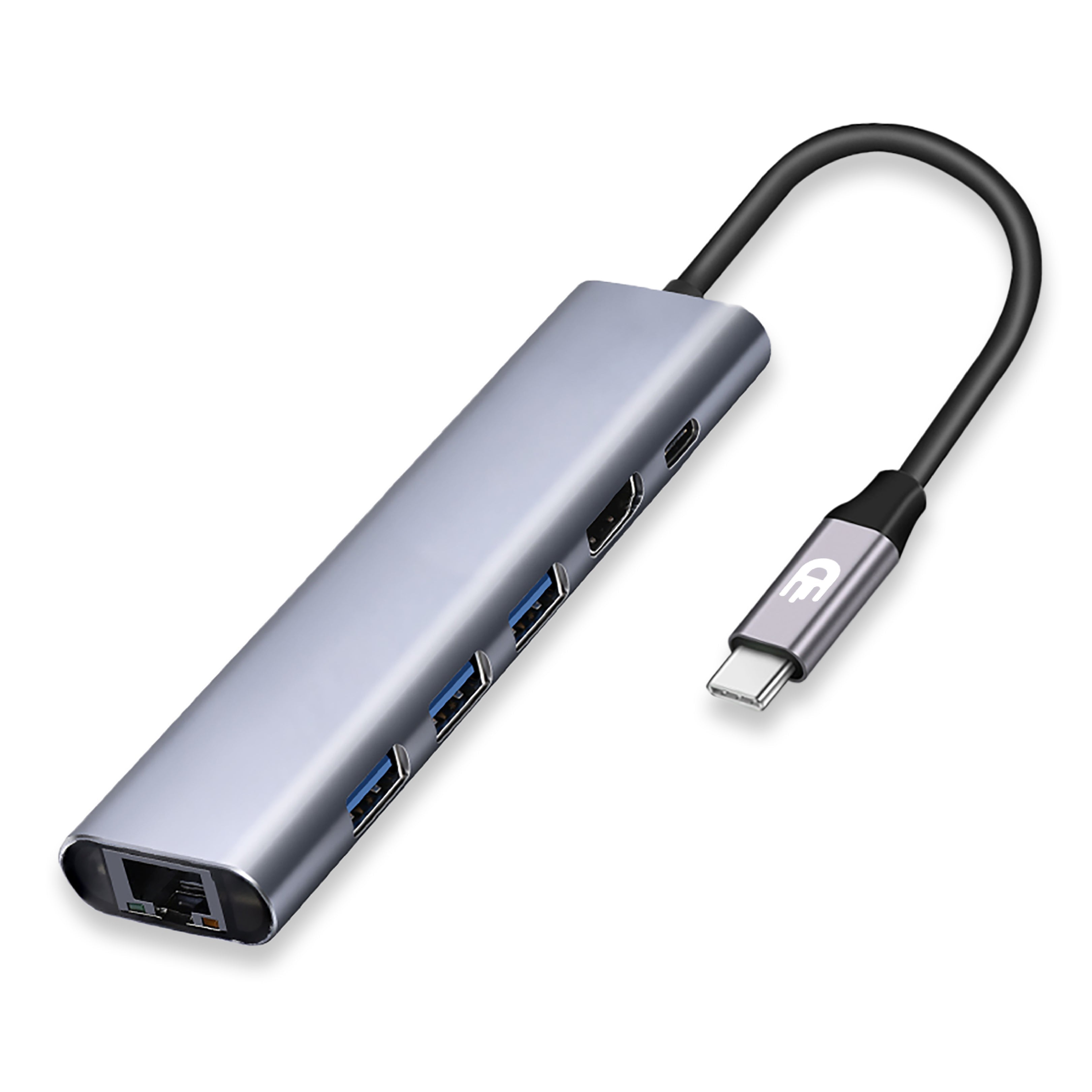 Premium USB C Hub 6 in 1 - 4K 60Hz - 1000MB ps - 100W