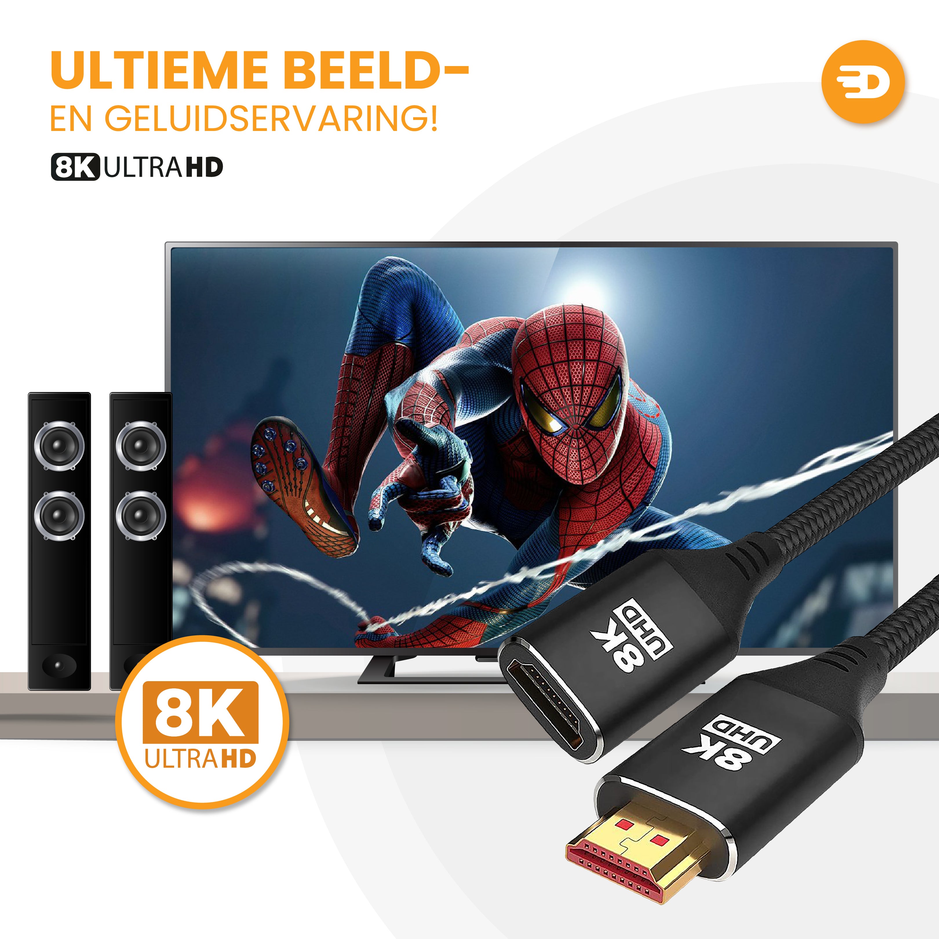 HDMI 2.1 Verlengkabel - Zwart
