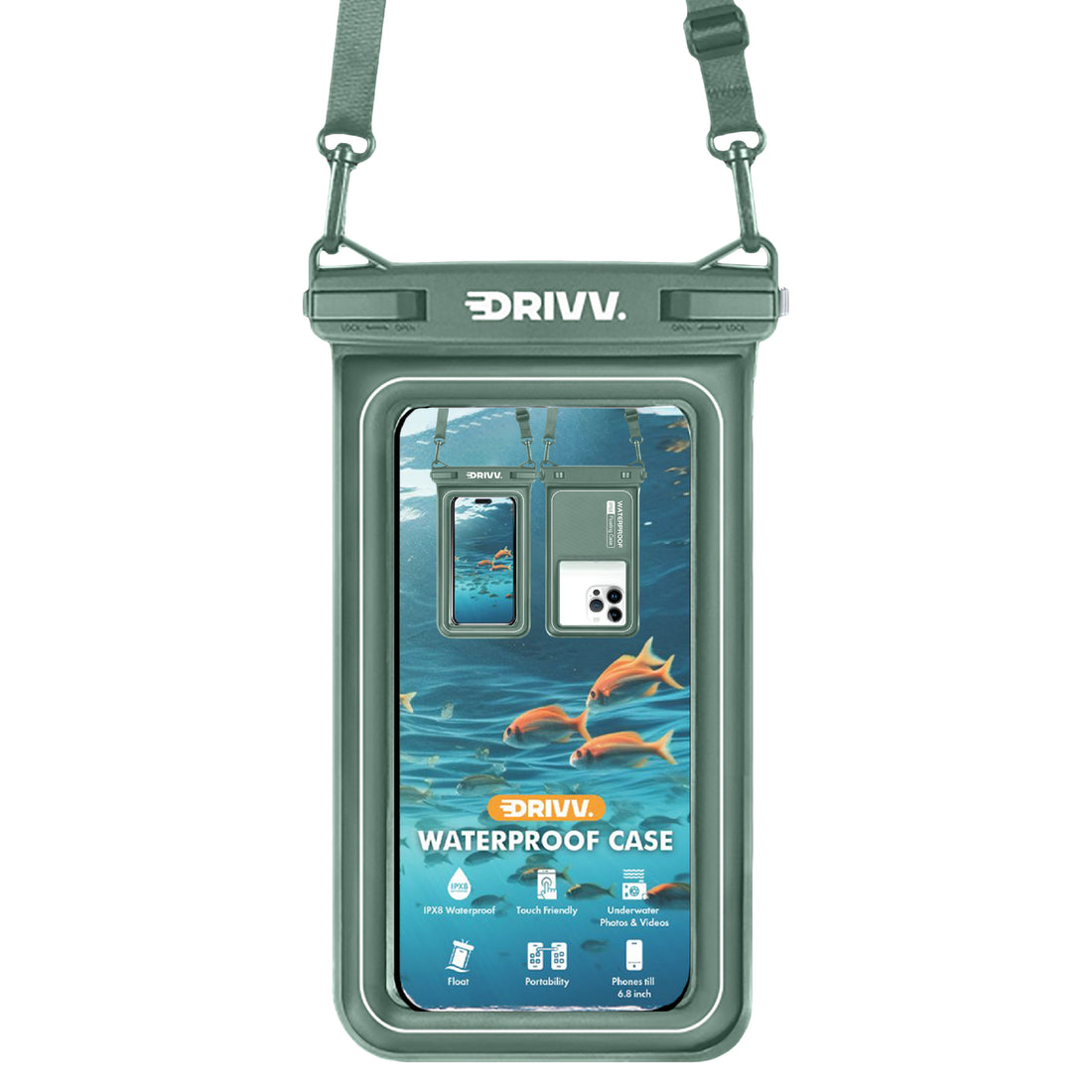 Waterdicht Telefoonhoesje Drijvend - Legergroen