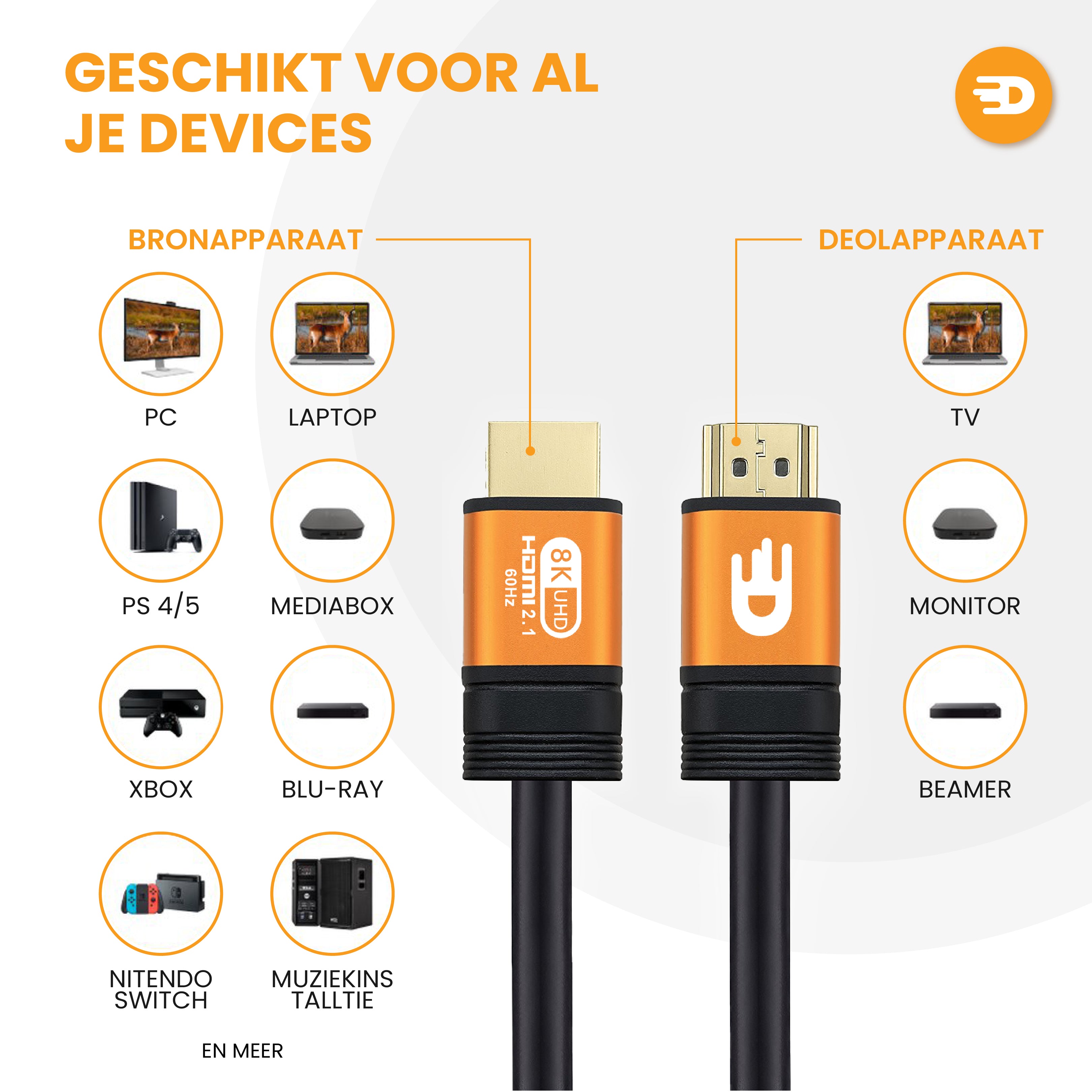 HDMI Kabel 2.1 - Oranje