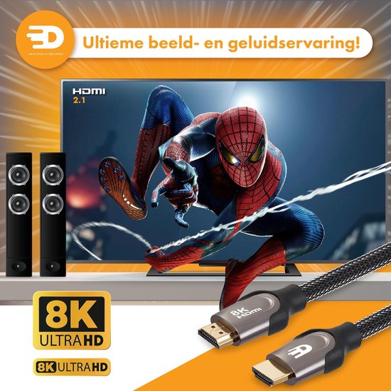HDMI Kabel 2.1 - Zwart Grijs