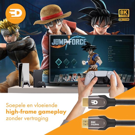 HDMI Kabel 2.1 - Zwart Grijs