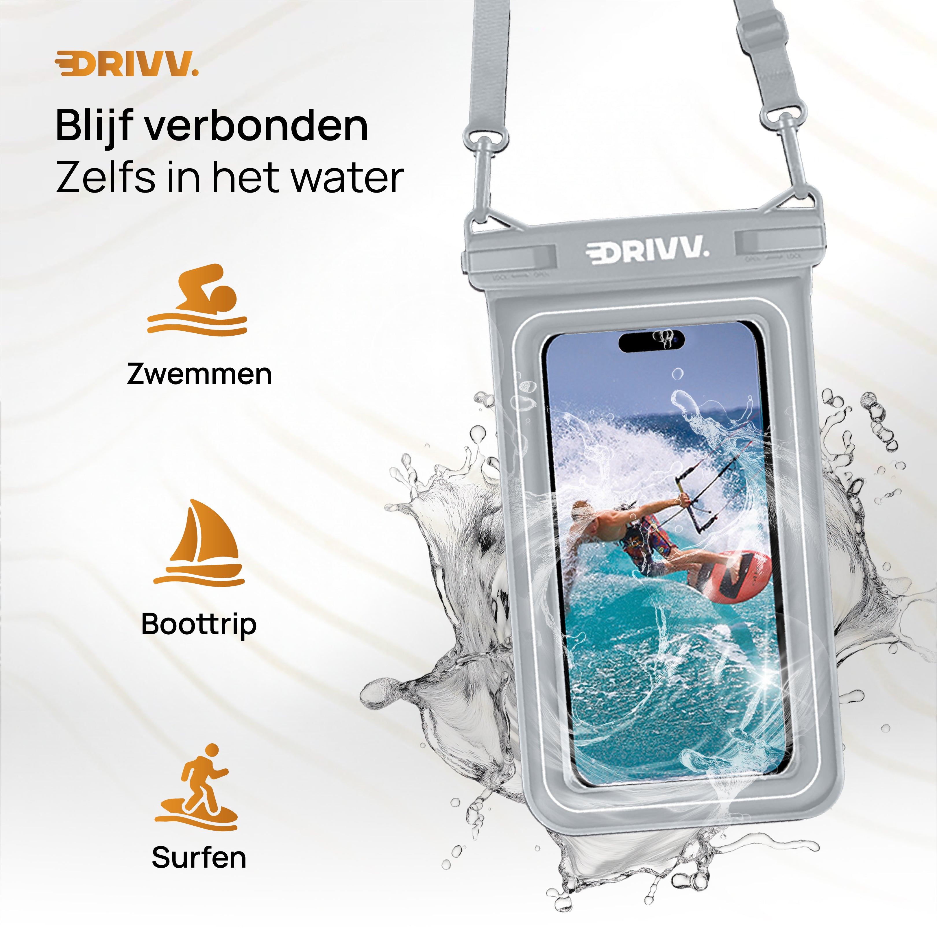 Waterdicht Telefoonhoesje Drijvend - Grijs