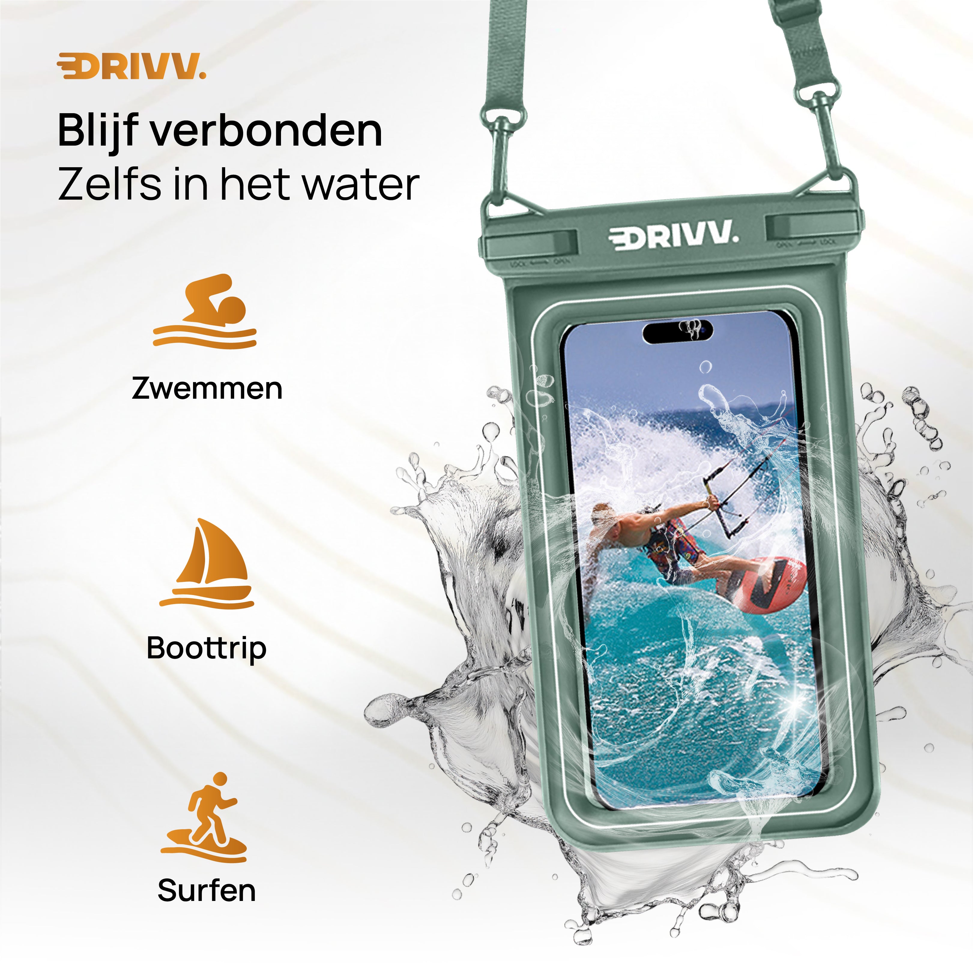 Waterdicht Telefoonhoesje Drijvend - Legergroen