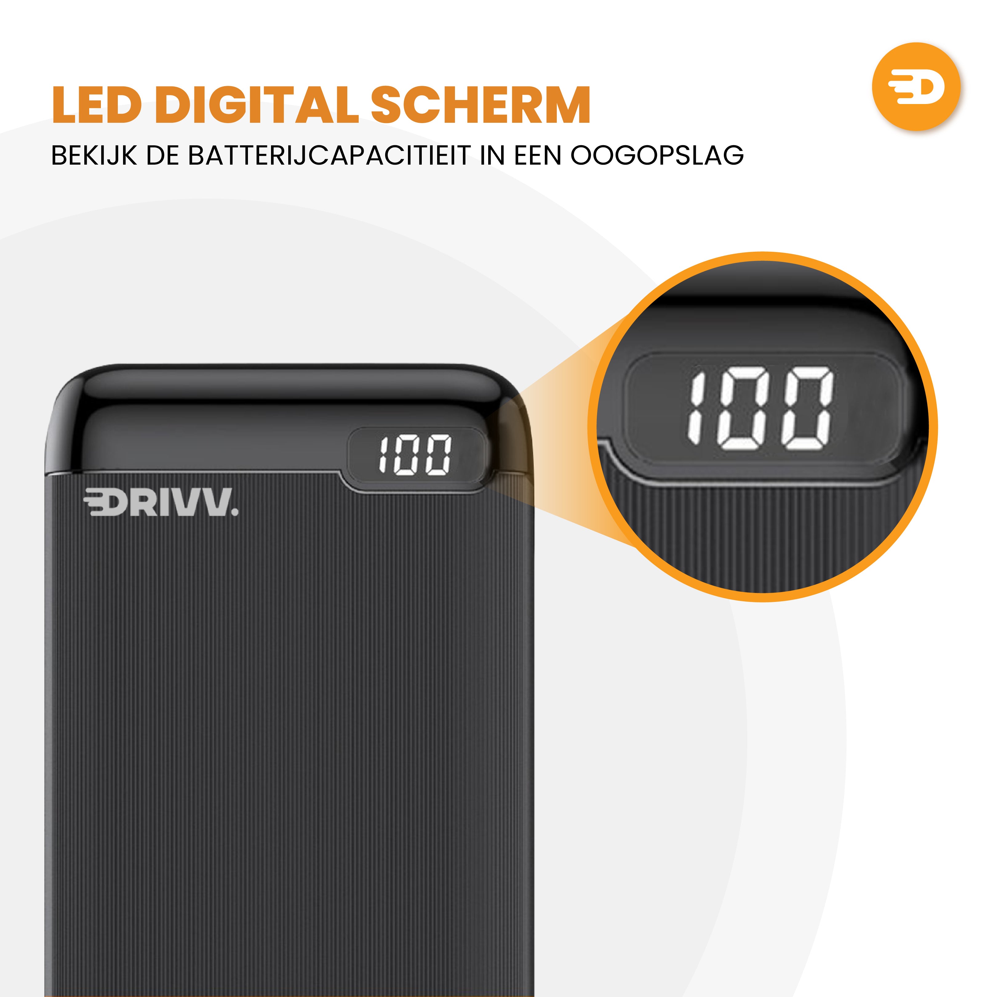 Powerbank 20.000 mAh - LED Display - 22.5W snellader