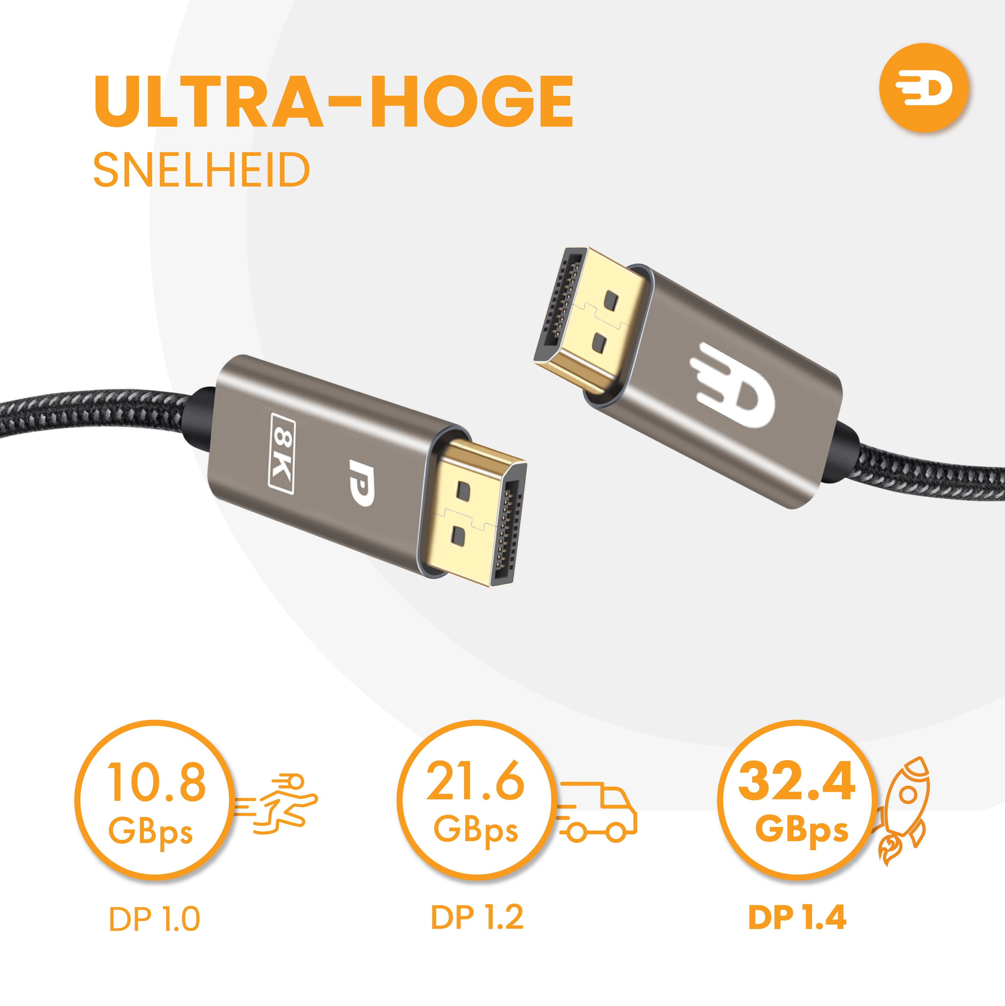 DisplayPort Kabel 1.4 - Modern Grey