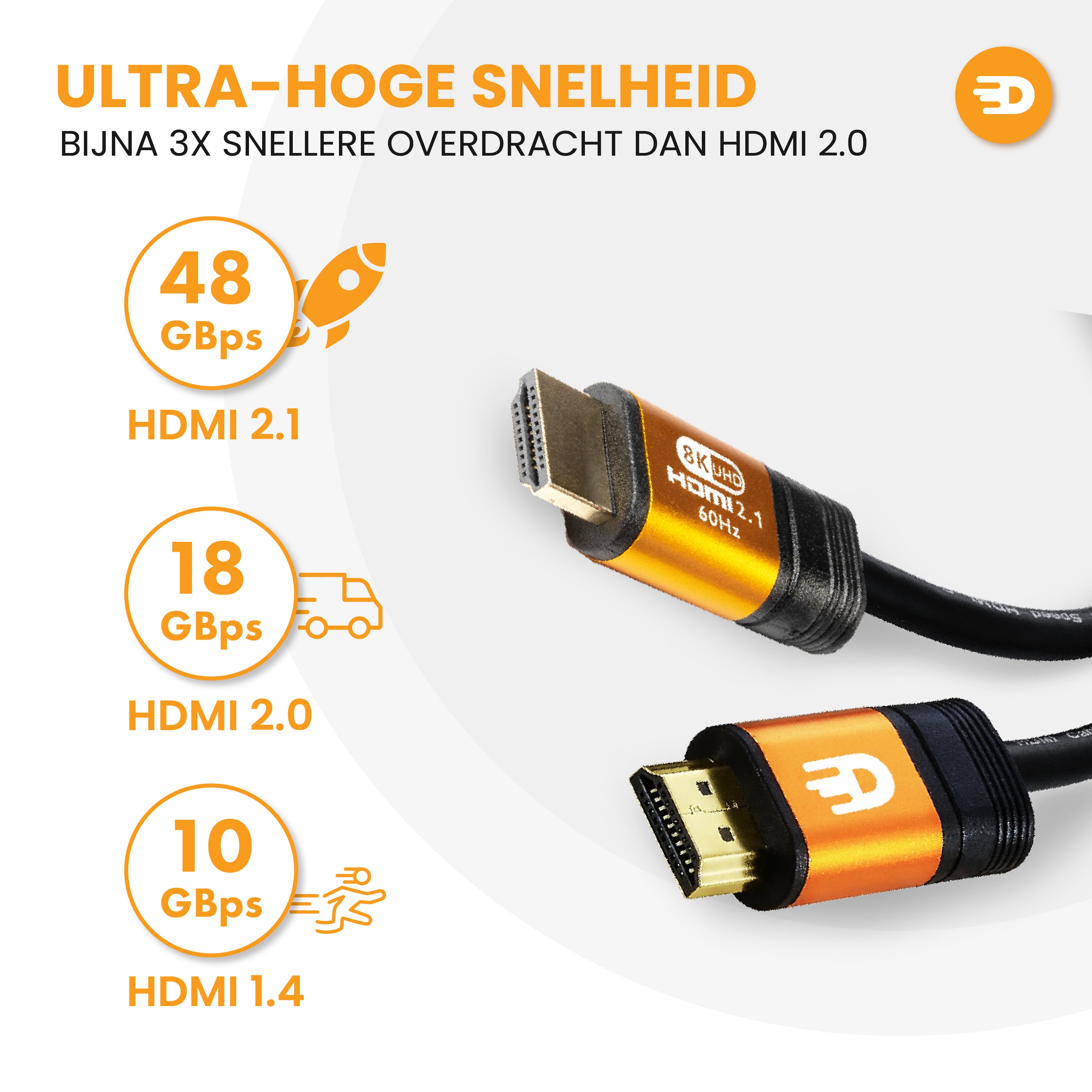 HDMI Kabel 2.1 - Oranje