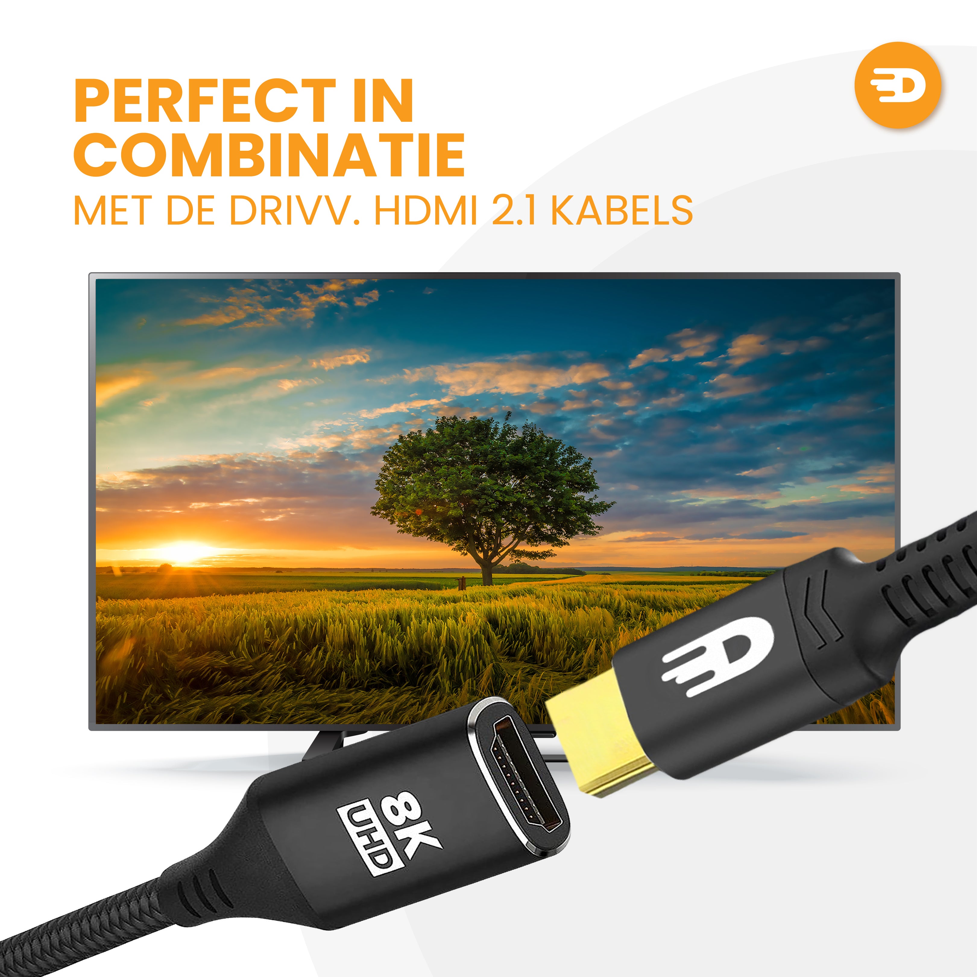 HDMI 2.1 Verlengkabel - Zwart
