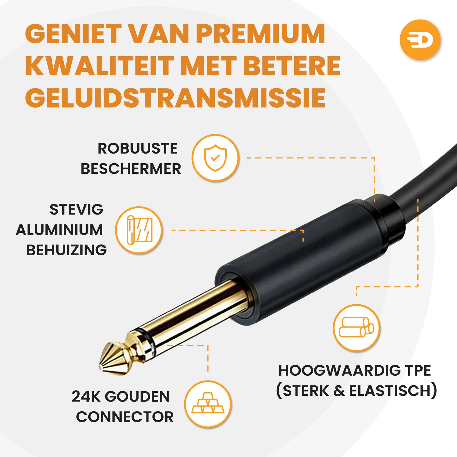 Premium XLR Kabel - XLR Female naar 6.35 mm Jack Male