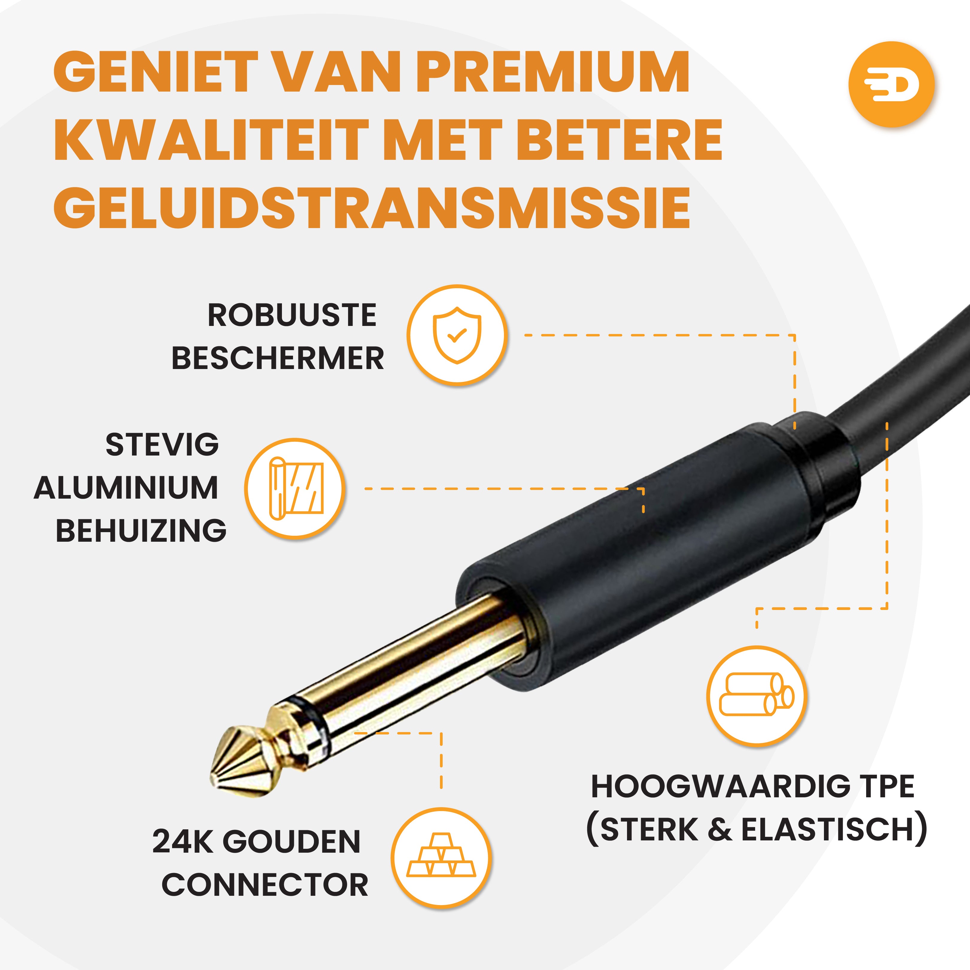Premium XLR Kabel - XLR Female naar 6.35 mm Jack Male