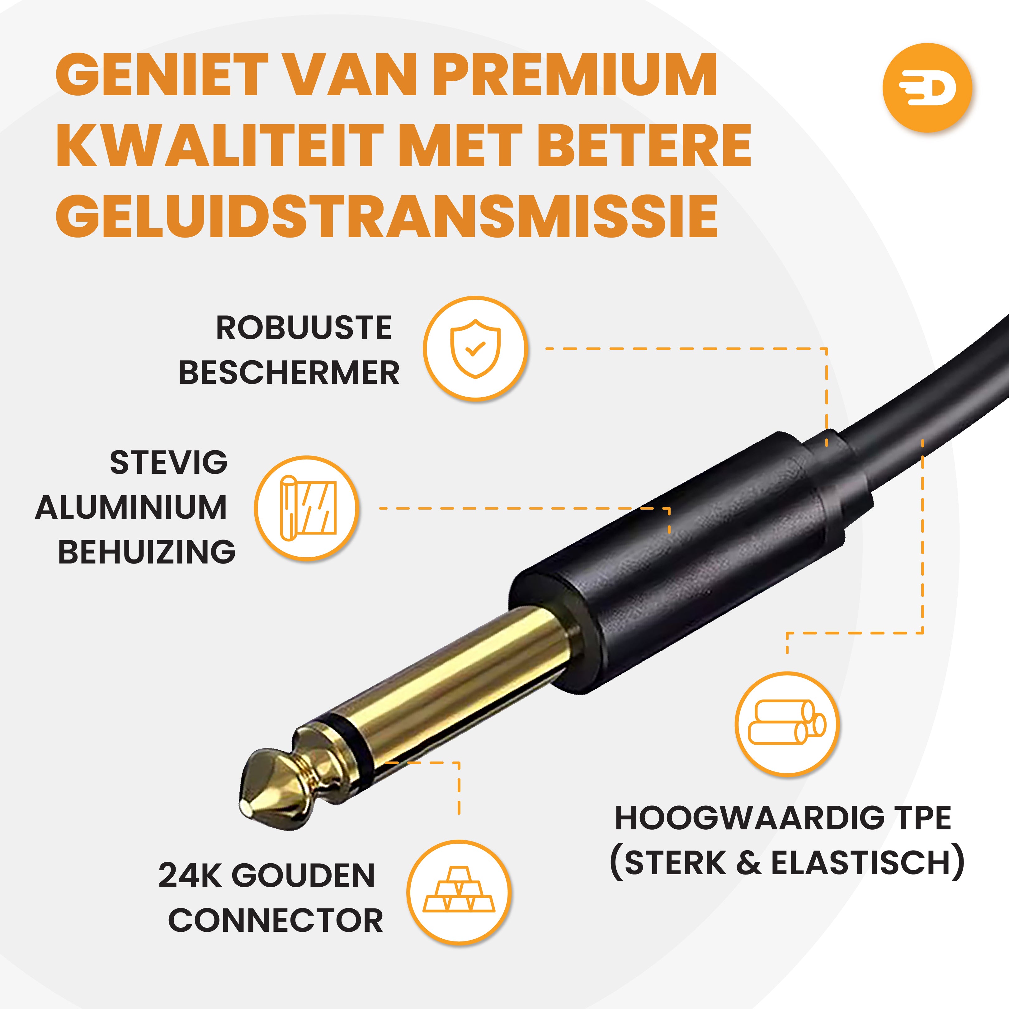 Premium XLR Kabel - XLR Male naar 6.35 mm Jack Male