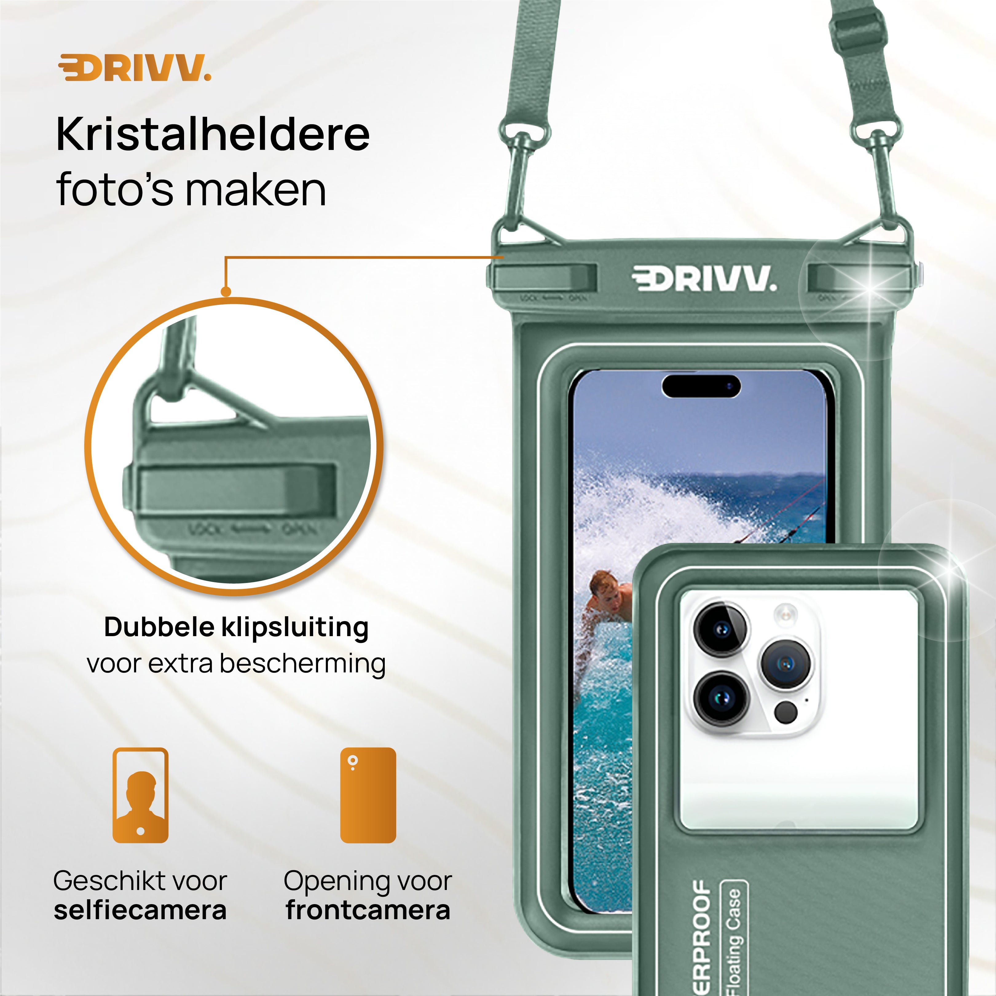 Waterdicht Telefoonhoesje Drijvend - Legergroen