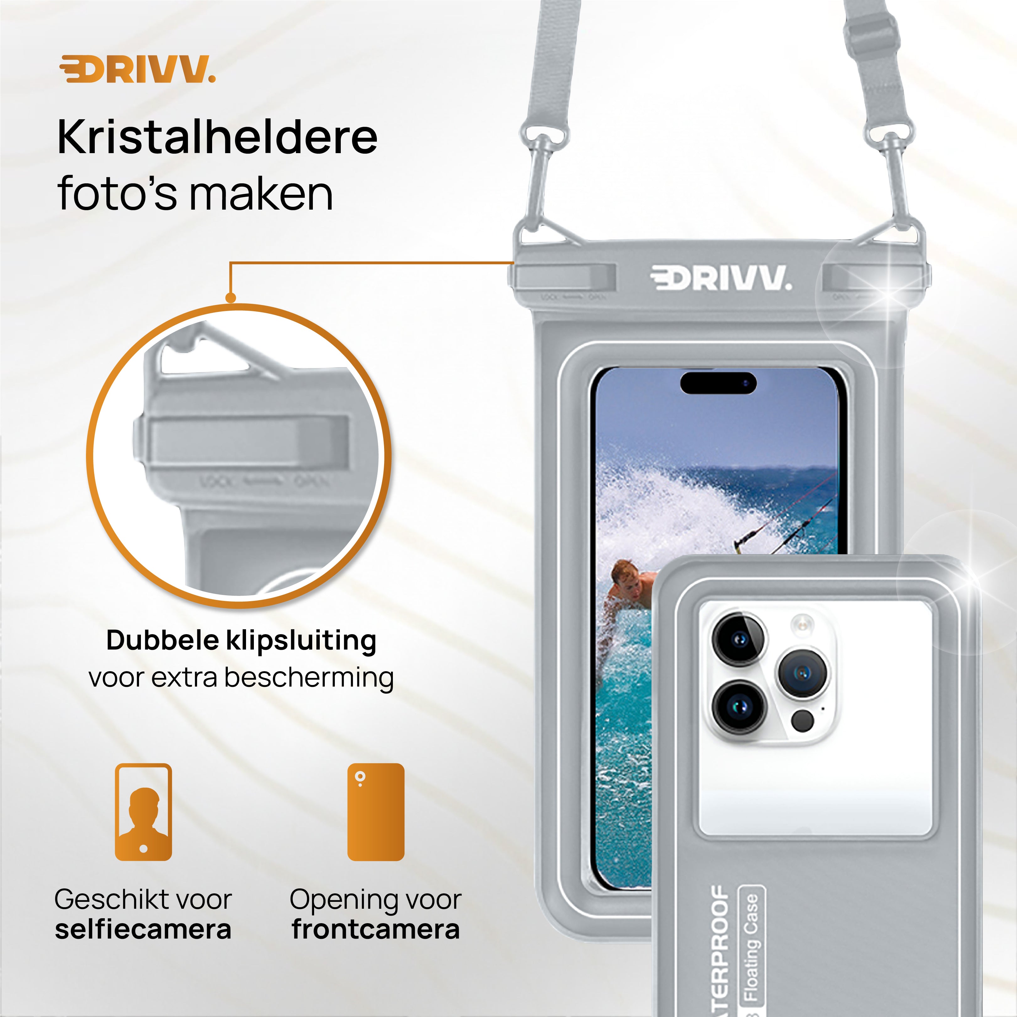 Waterdicht Telefoonhoesje Drijvend - Grijs