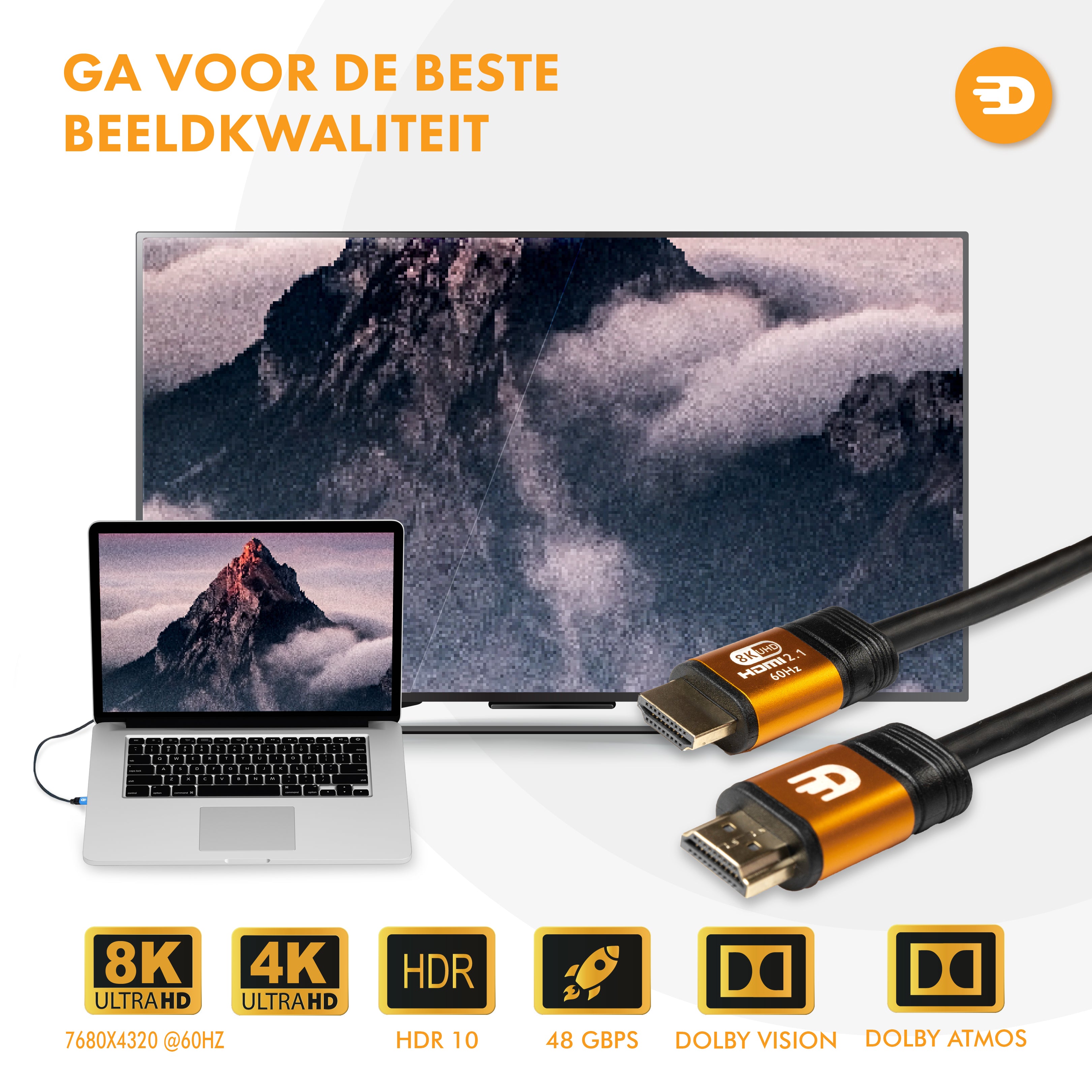 HDMI Kabel 2.1 - Oranje
