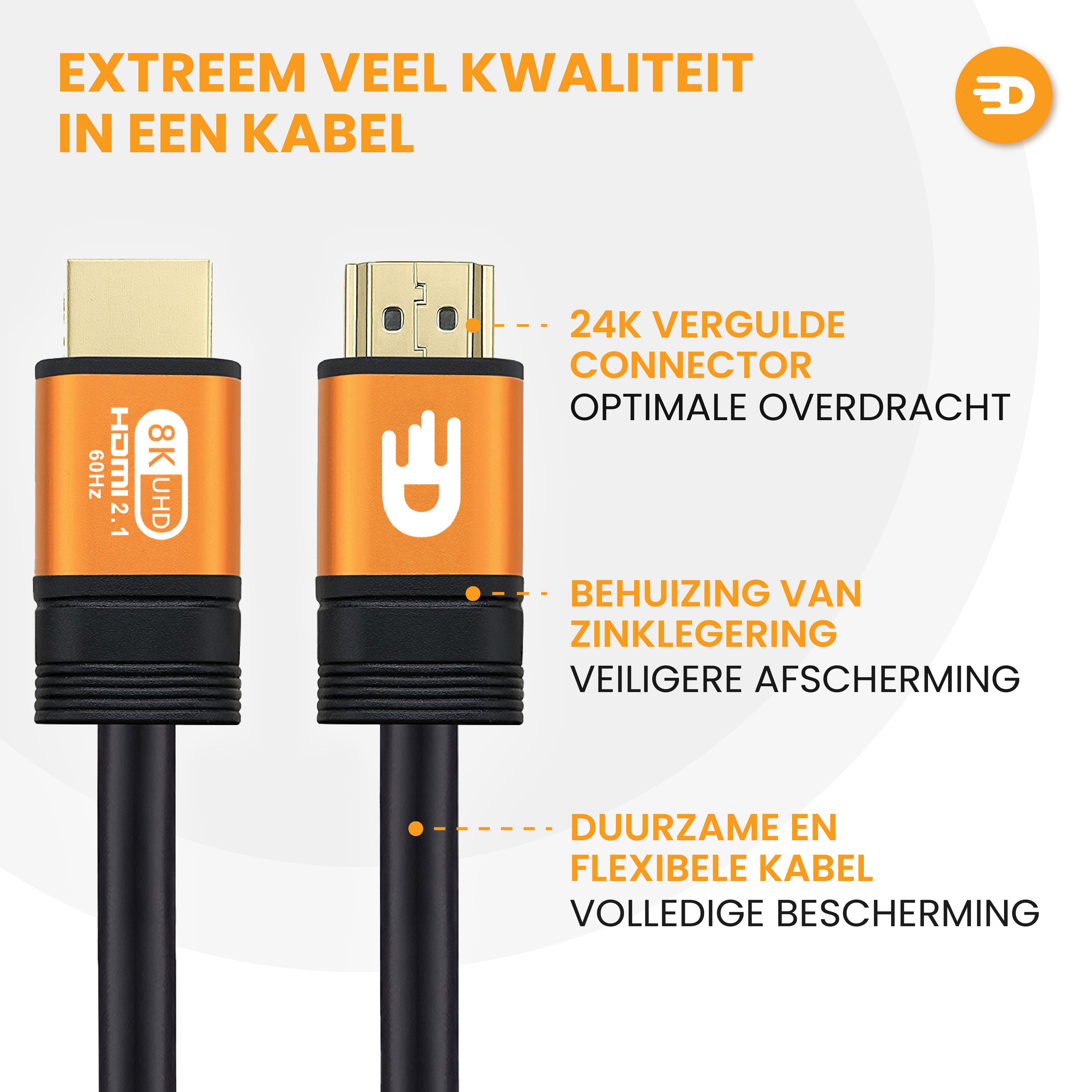 HDMI Kabel 2.1 - Oranje