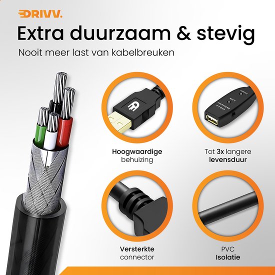 Premium USB 2.0 Verlengkabel - 10 meter