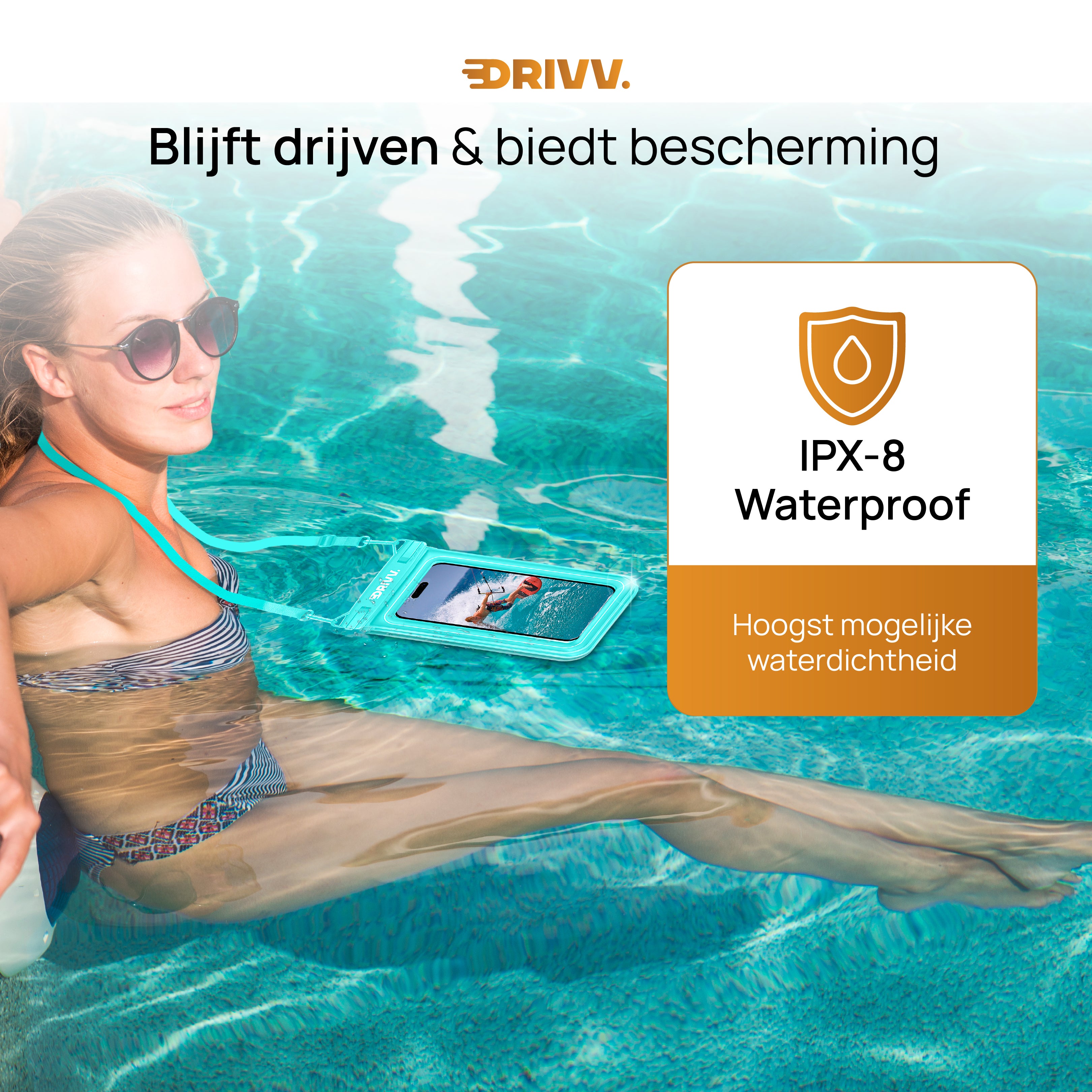 Waterdicht Telefoonhoesje Drijvend - Cyaan