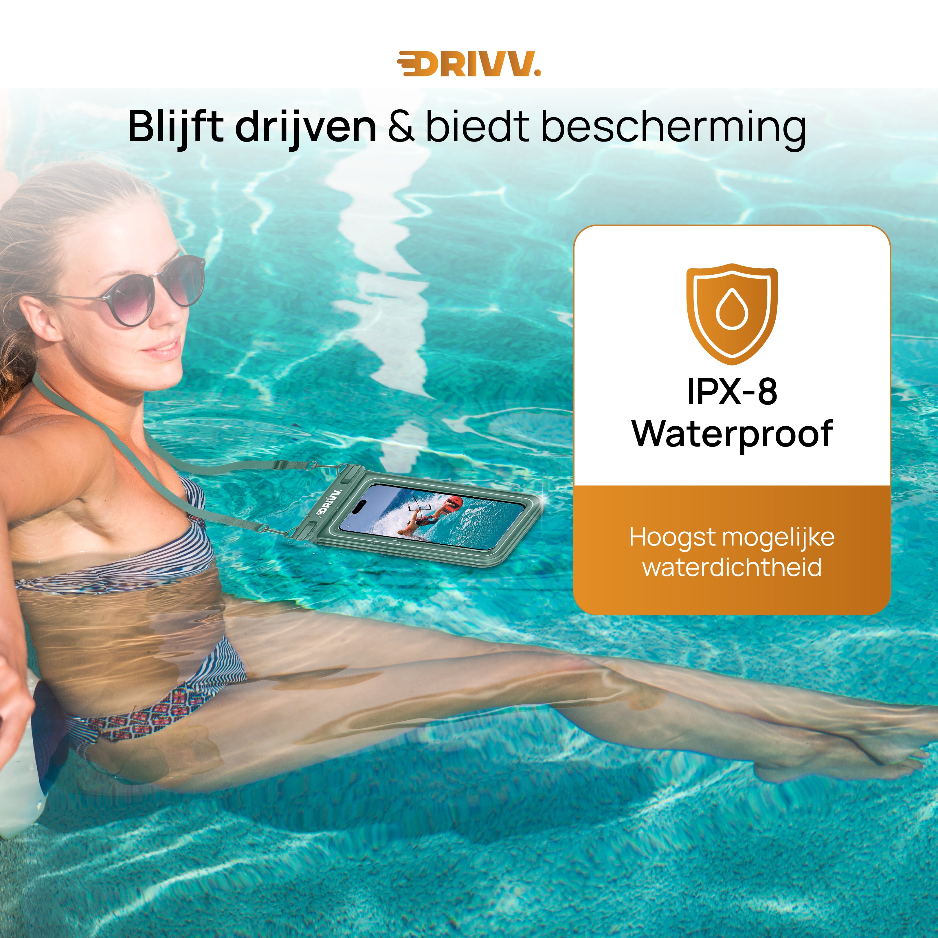Waterdicht Telefoonhoesje Drijvend - Legergroen