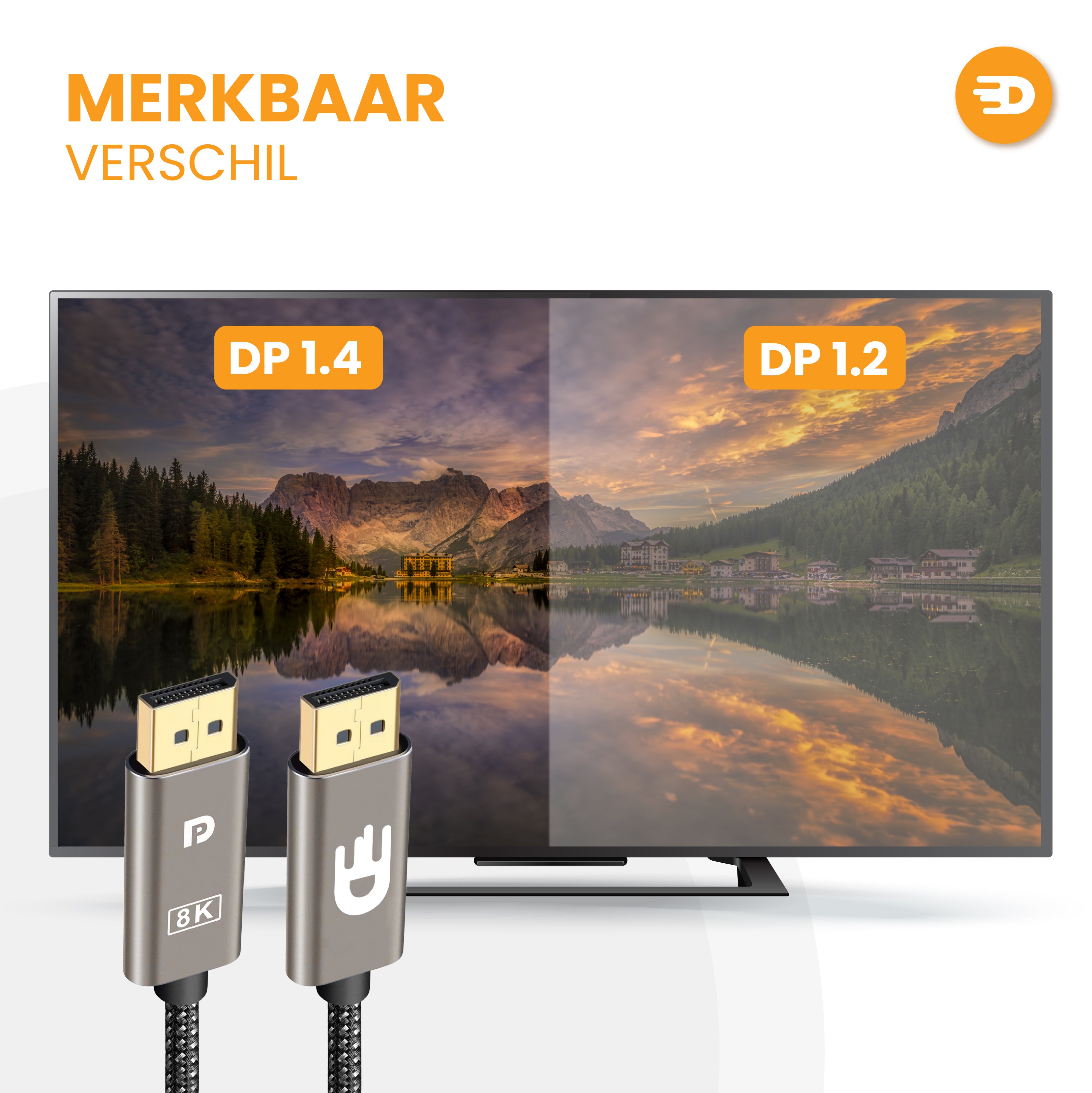 DisplayPort Kabel 1.4 - Modern Grey