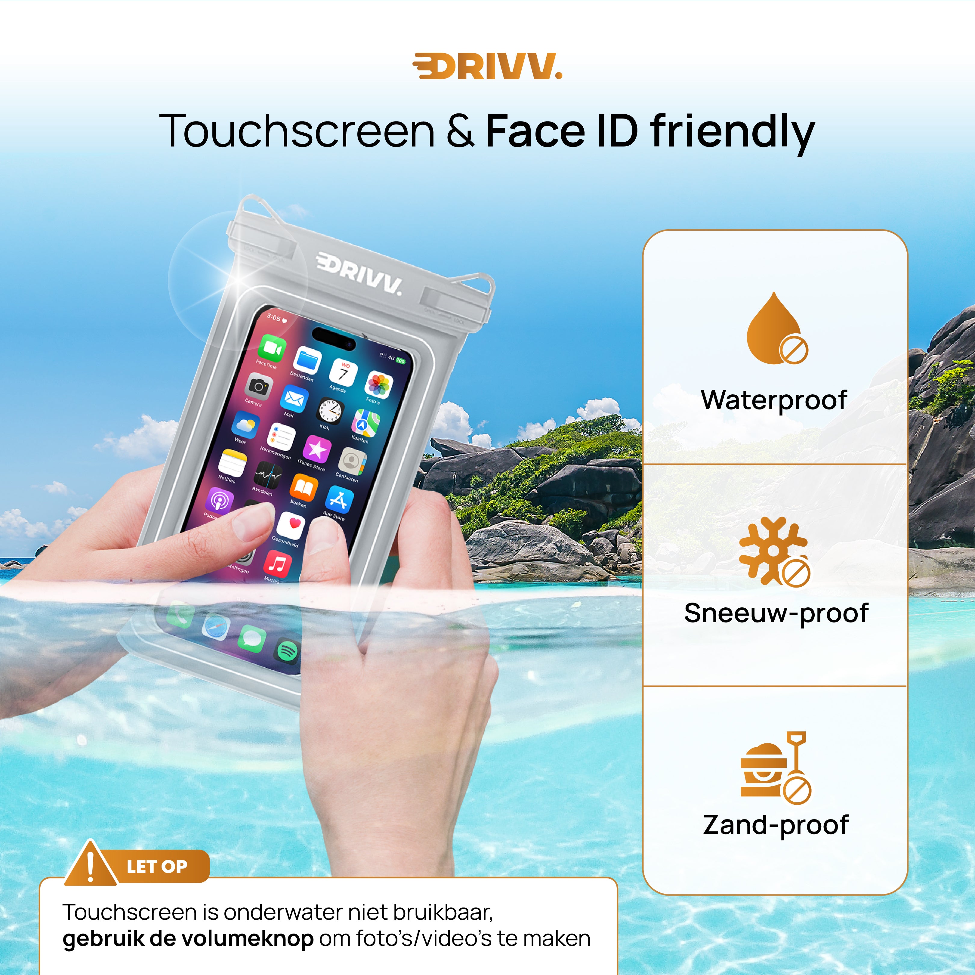 Waterdicht Telefoonhoesje Drijvend - Grijs