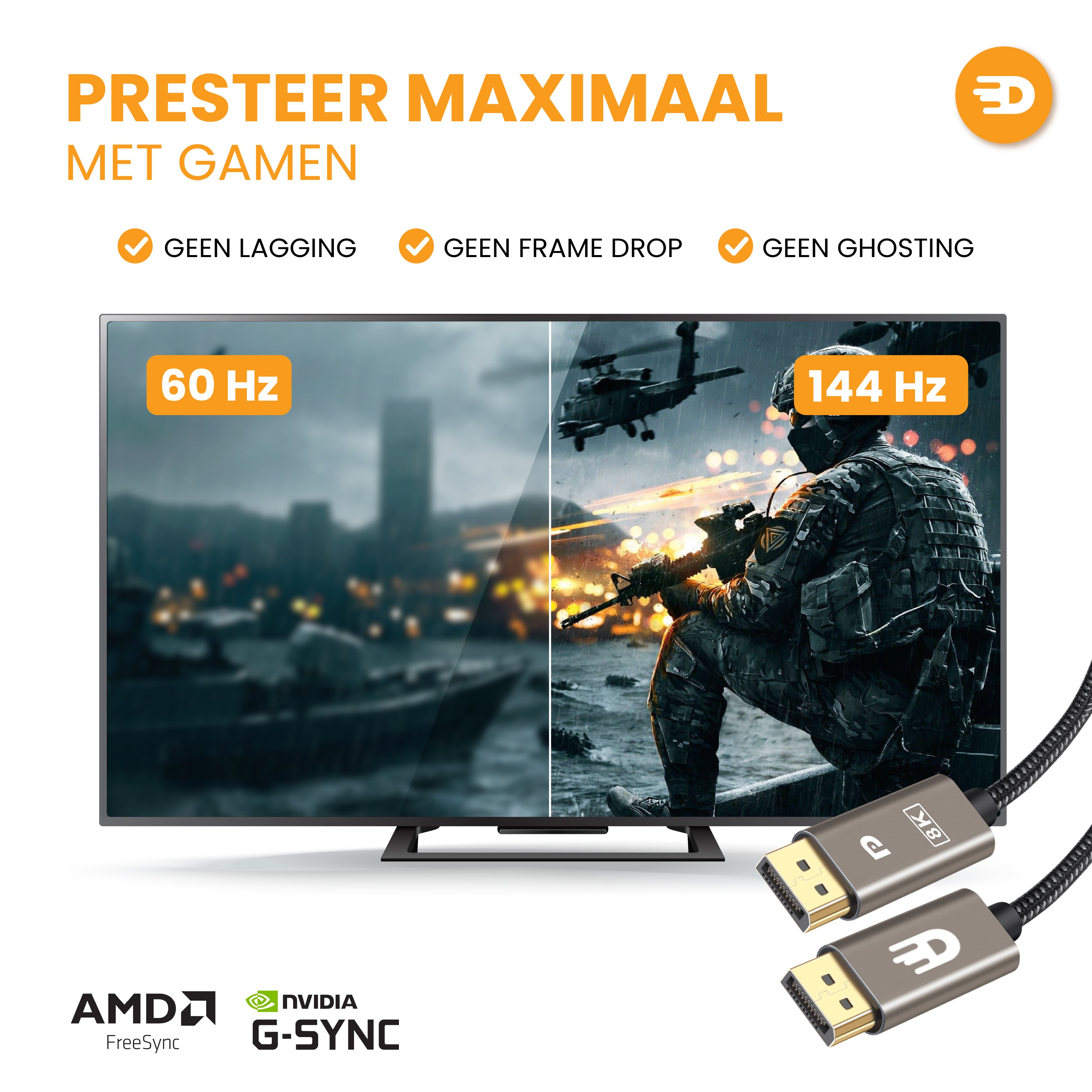 DisplayPort Kabel 1.4 - Modern Grey
