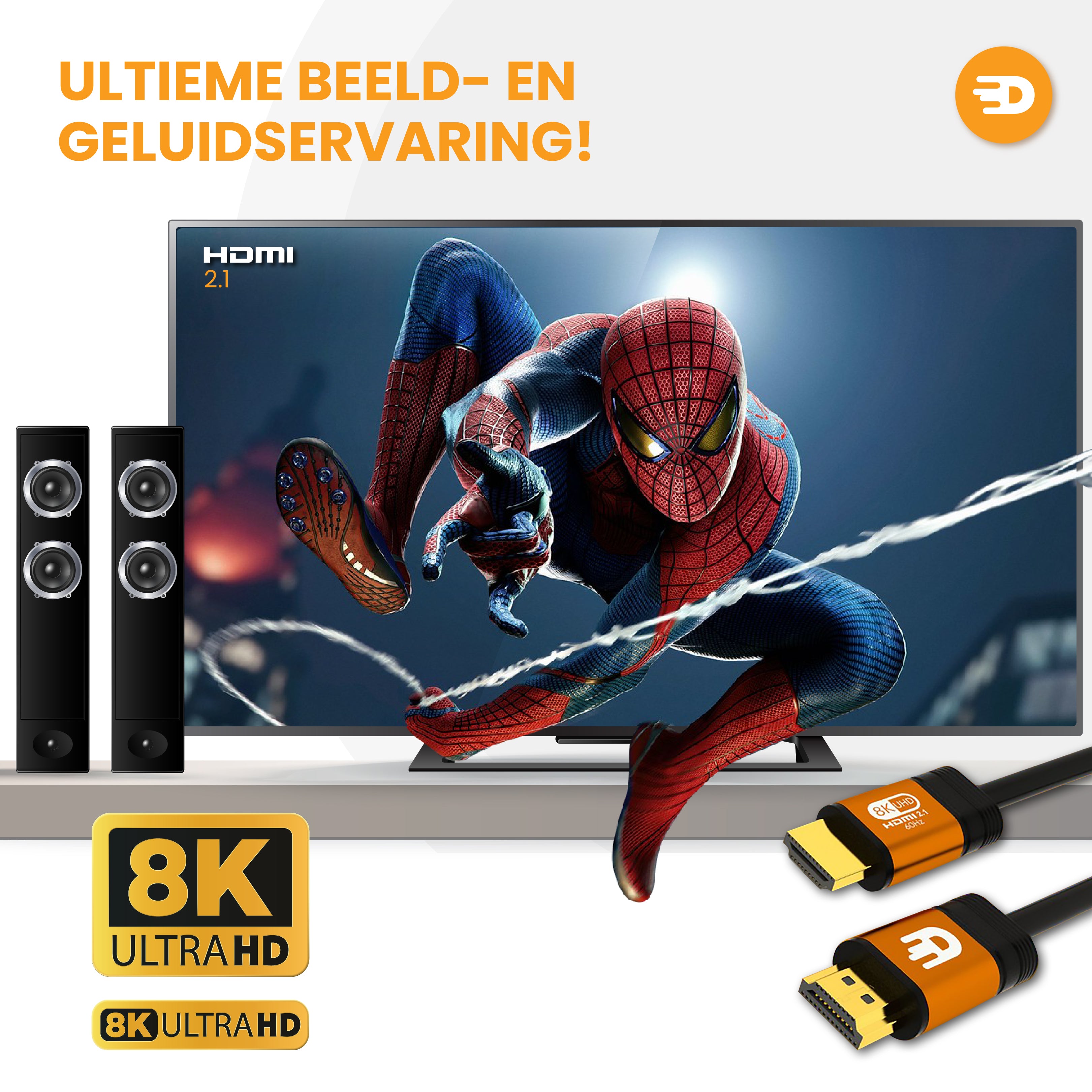 HDMI Kabel 2.1 - Oranje