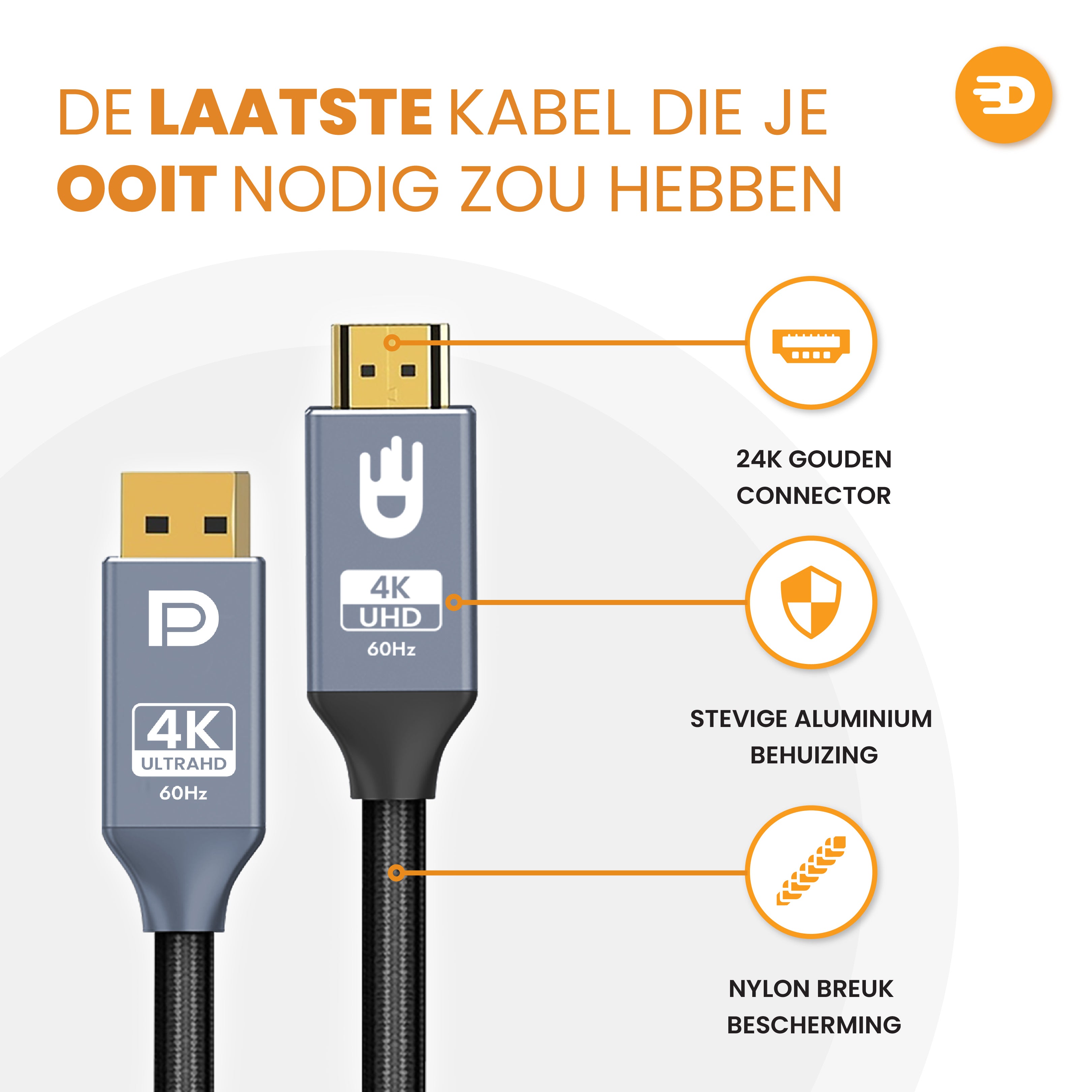 Displayport naar HDMI Kabel - 4K 60Hz