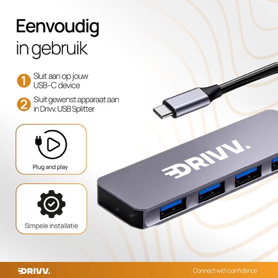 USB C Hub met 4 USB 3.0 Poorten
