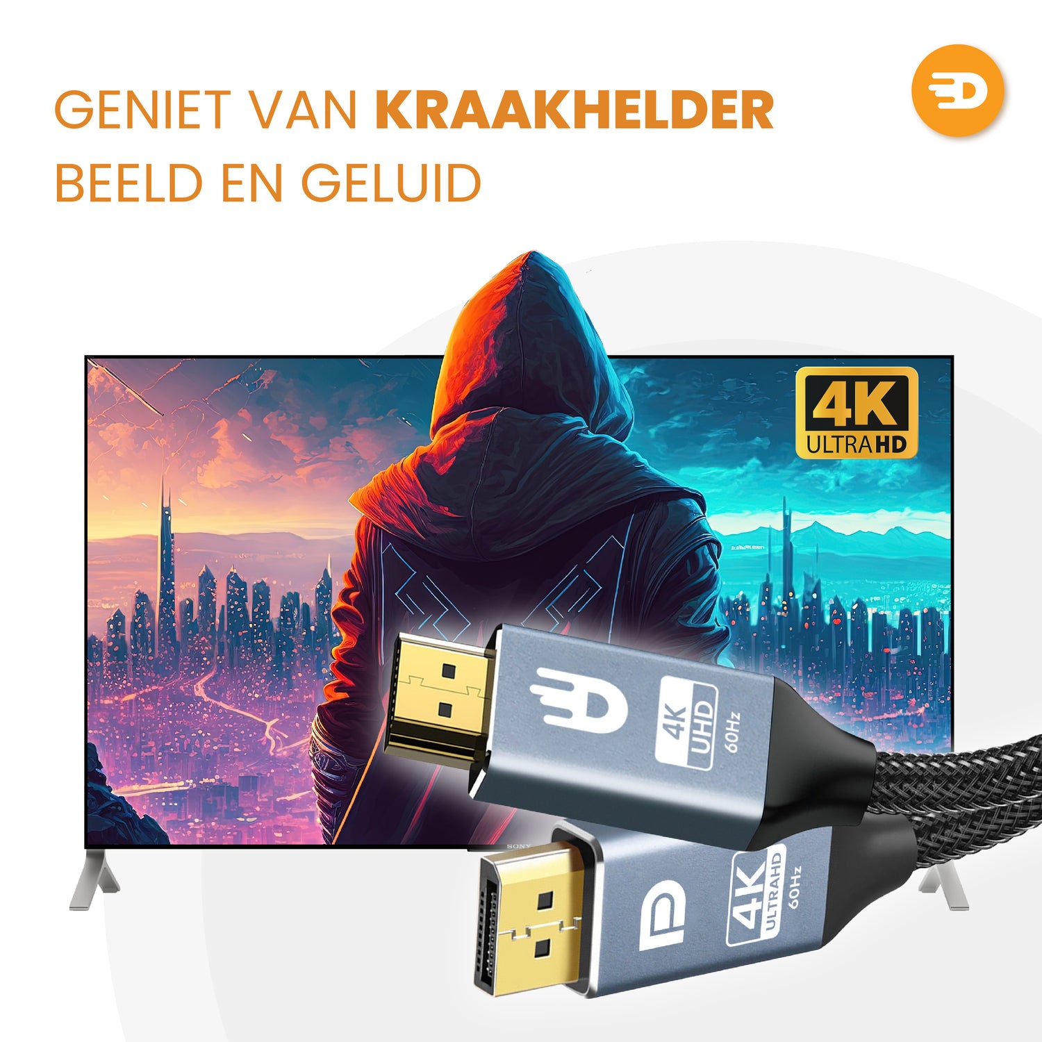 Displayport naar HDMI Kabel - 4K 60Hz