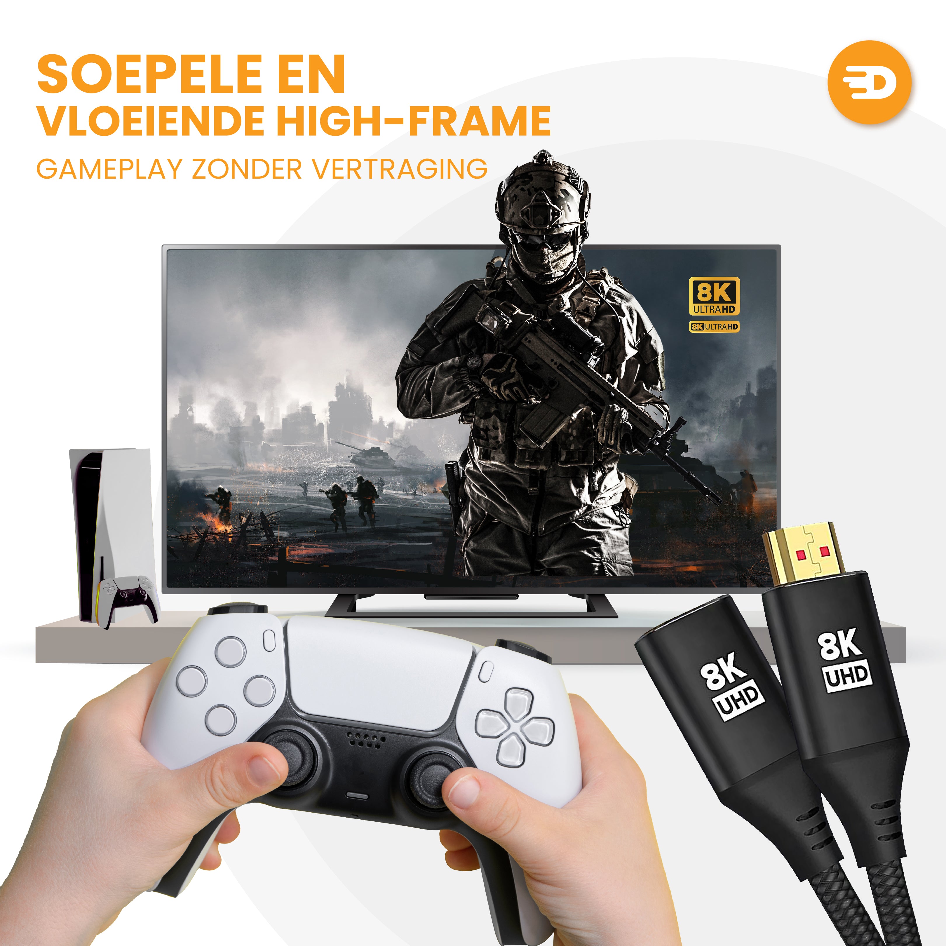 HDMI 2.1 Verlengkabel - Zwart