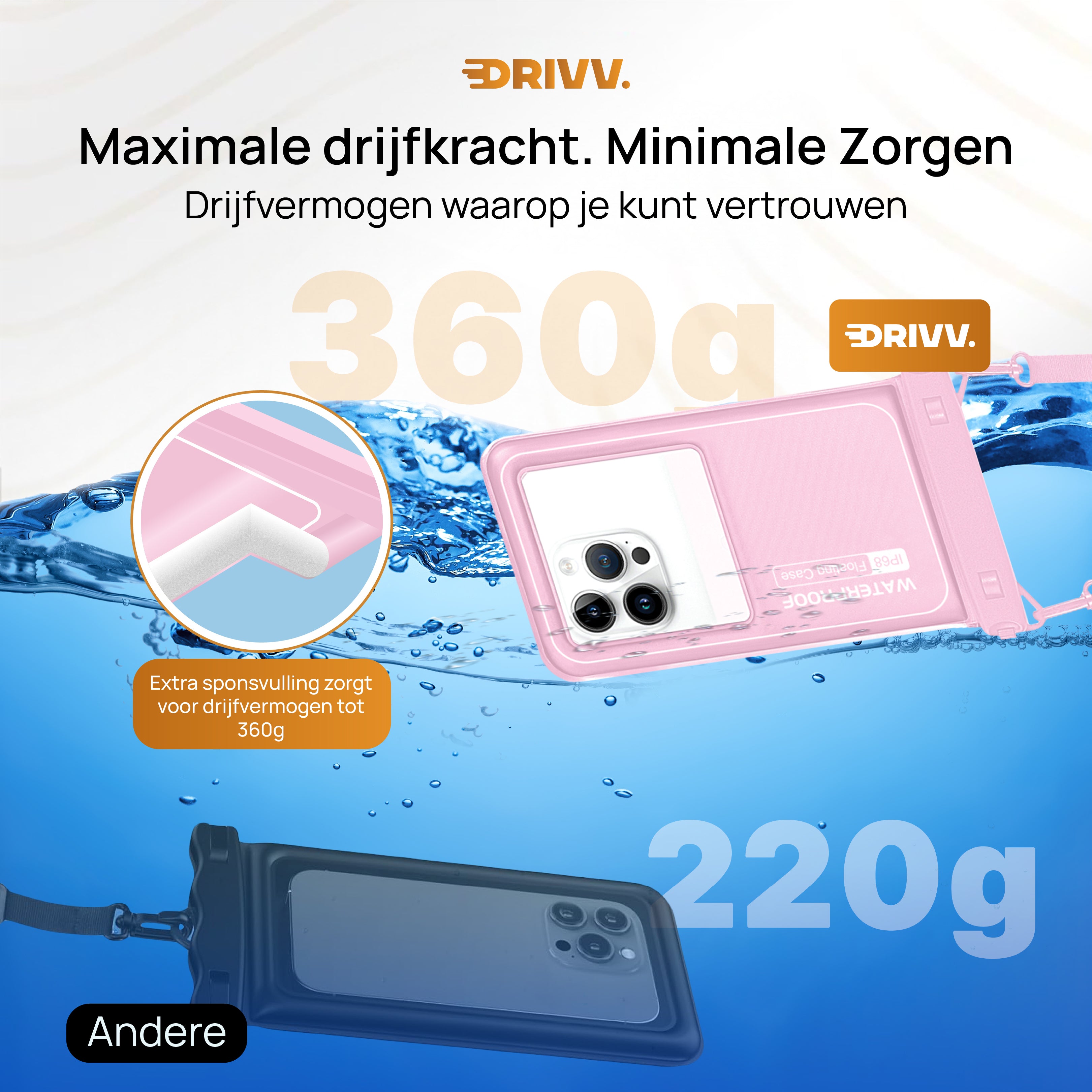 Waterdicht Telefoonhoesje Drijvend - Roze