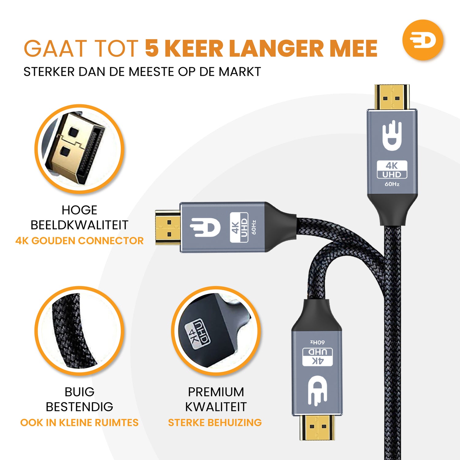 Displayport naar HDMI Kabel - 4K 60Hz