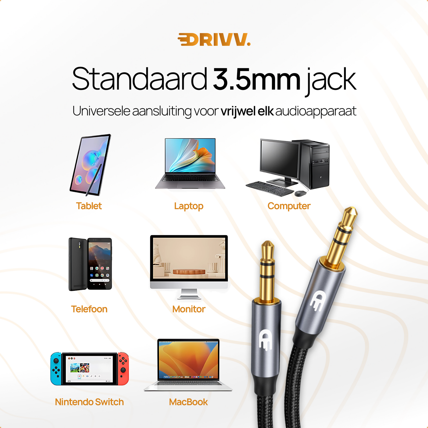 AUX Kabel - Jack naar Jack 3.5 mm