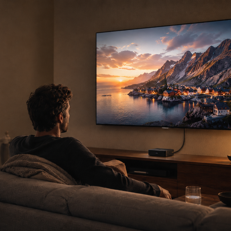 Drivv HDMI kabel voor haarscherpe 4K beeldkwaliteit in een moderne woonkamer