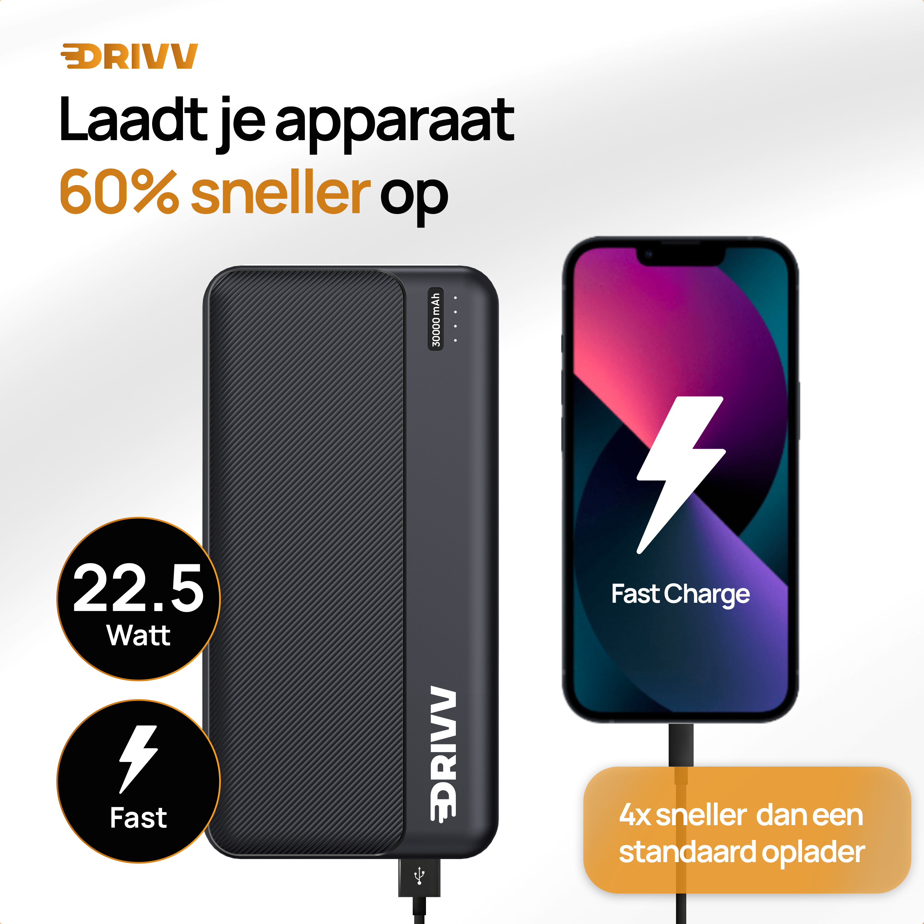 Powerbank 30.000 mAh - 22.5W Snellader