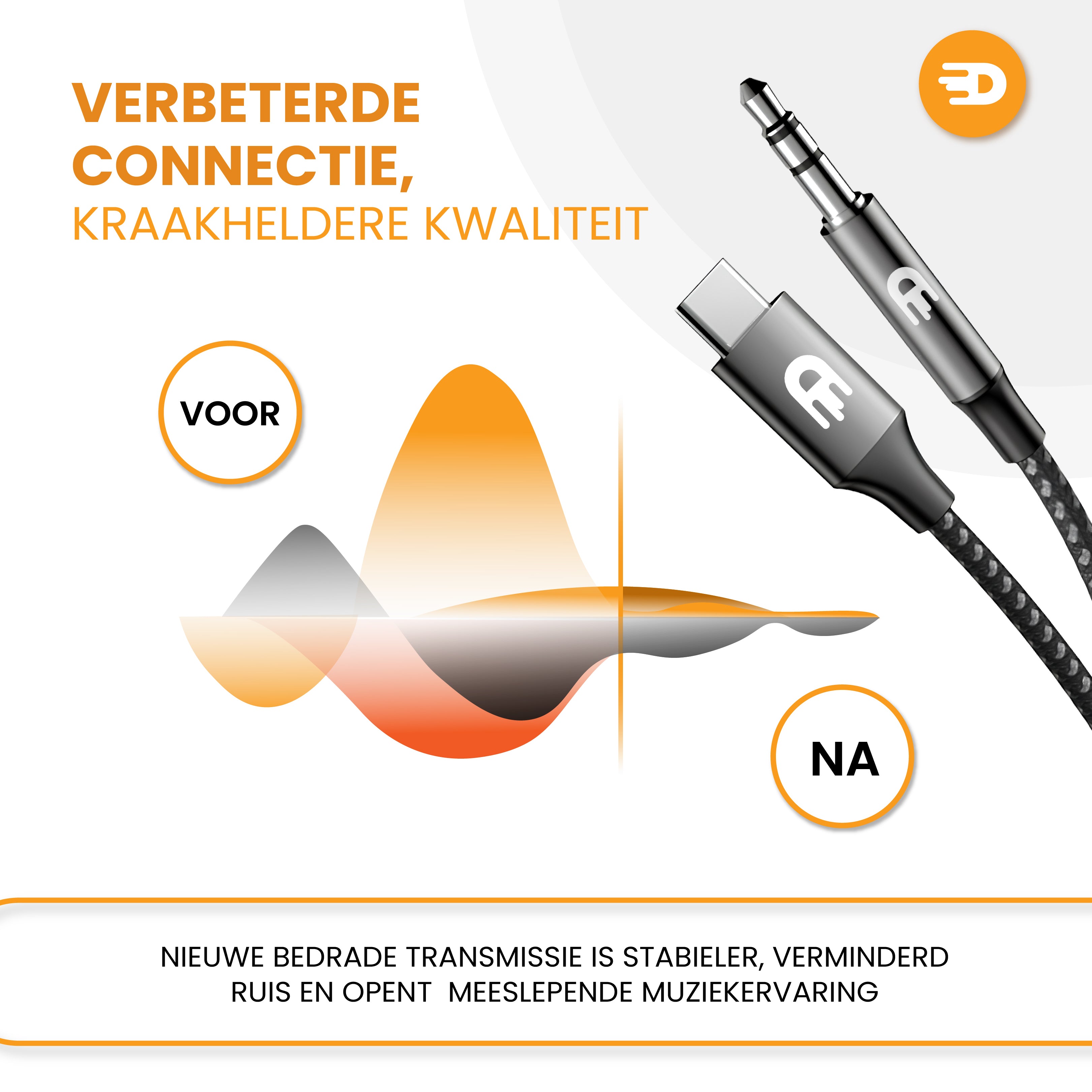 Premium USB C naar AUX Kabel - 1 meter