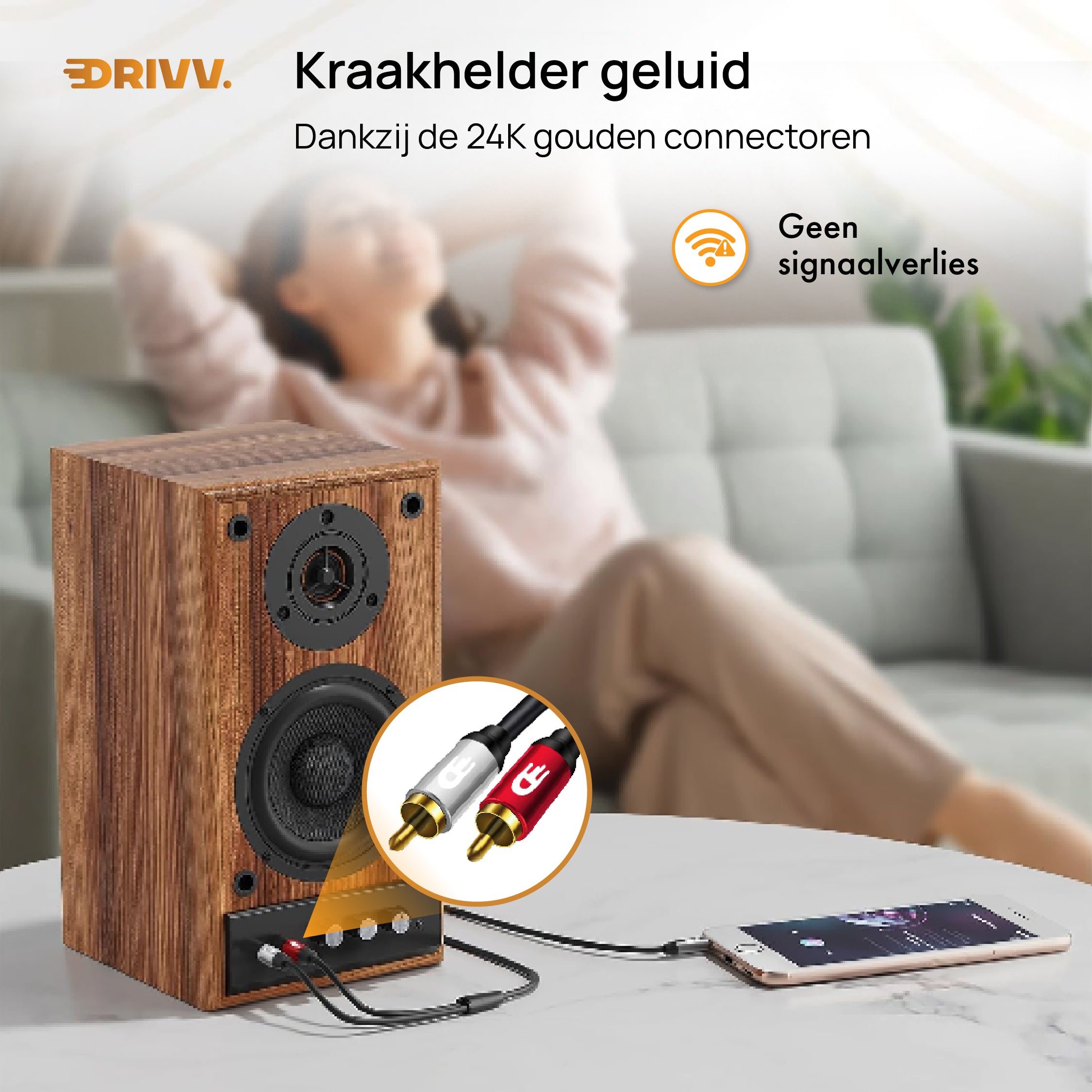 3,5 mm naar 2RCA Kabel – Storingsvrij stereo geluid voor versterker en speakers