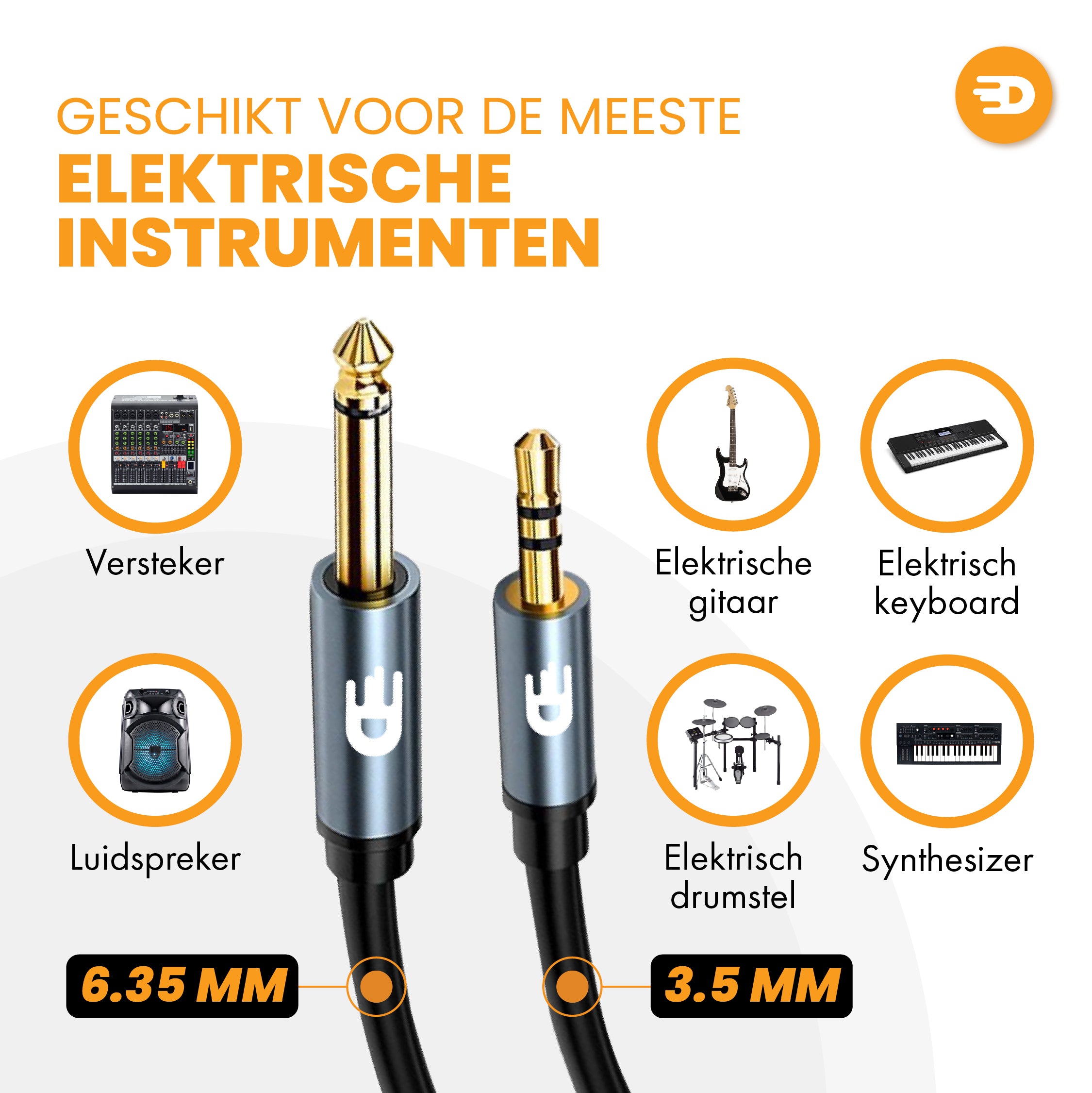 Premium 3,5 mm Jack naar Dual 6,35 mm Kabel - Stereo Audio