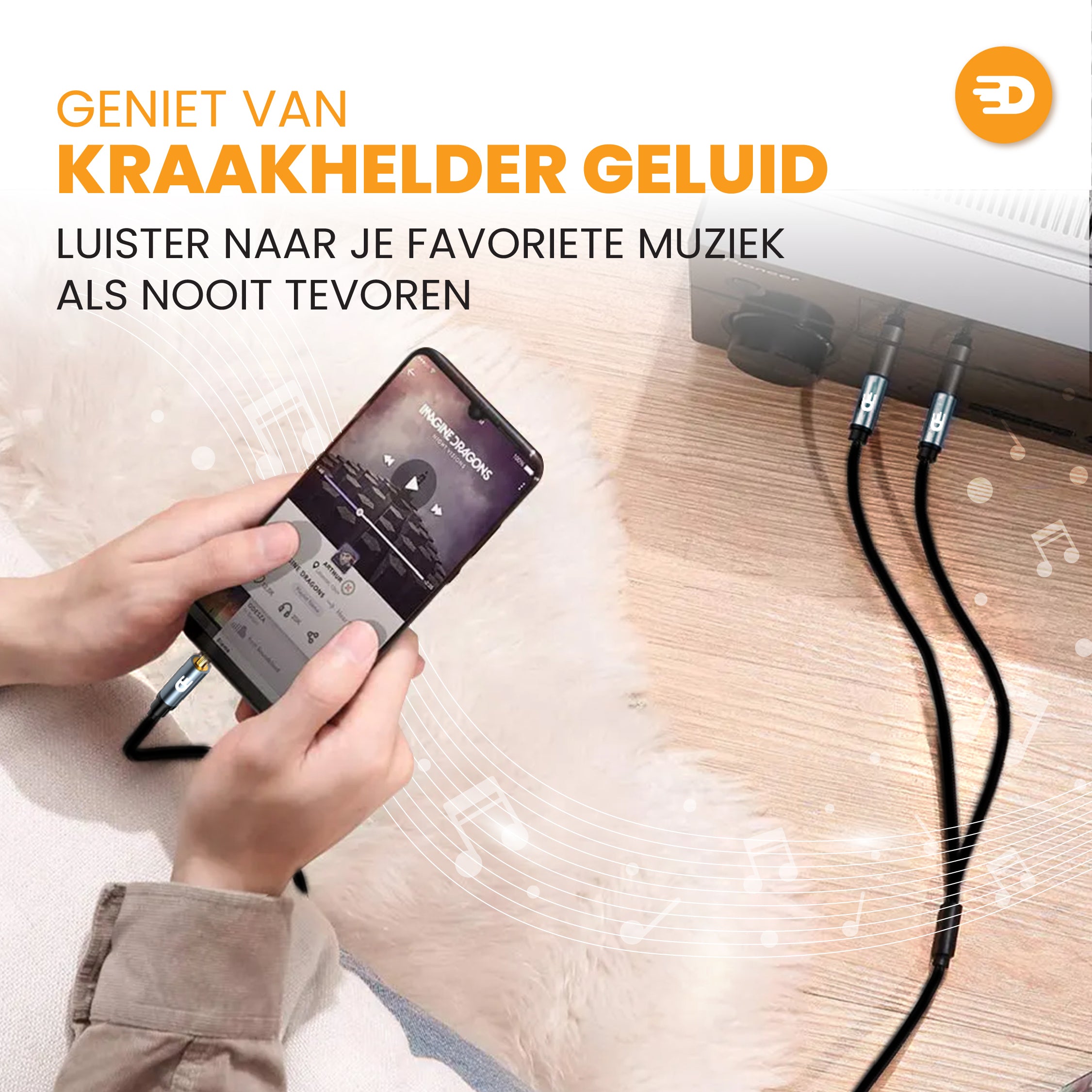 Premium 3,5 mm Jack naar Dual 6,35 mm Kabel - Stereo Audio