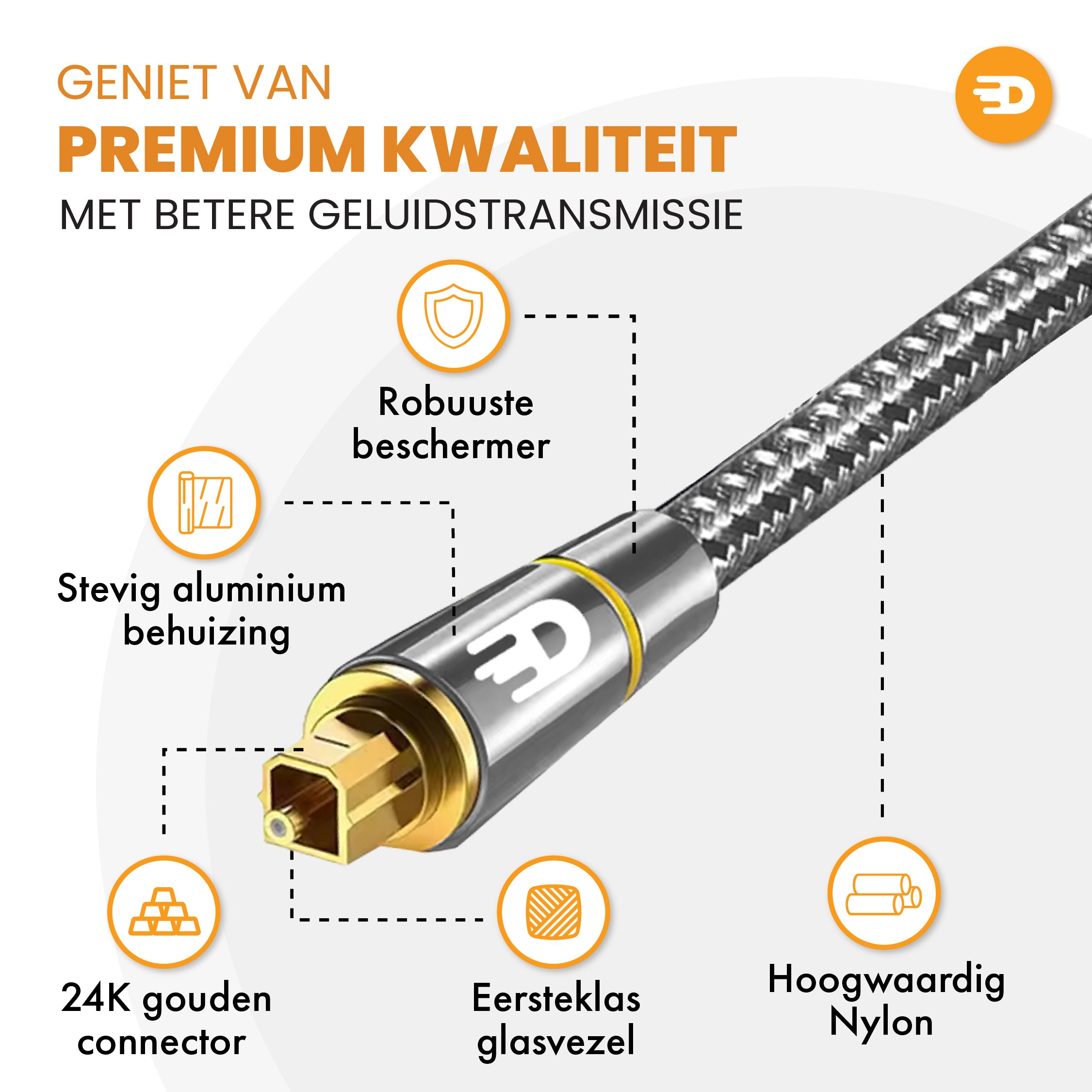 Premium Toslink Optische Kabel - Nylon