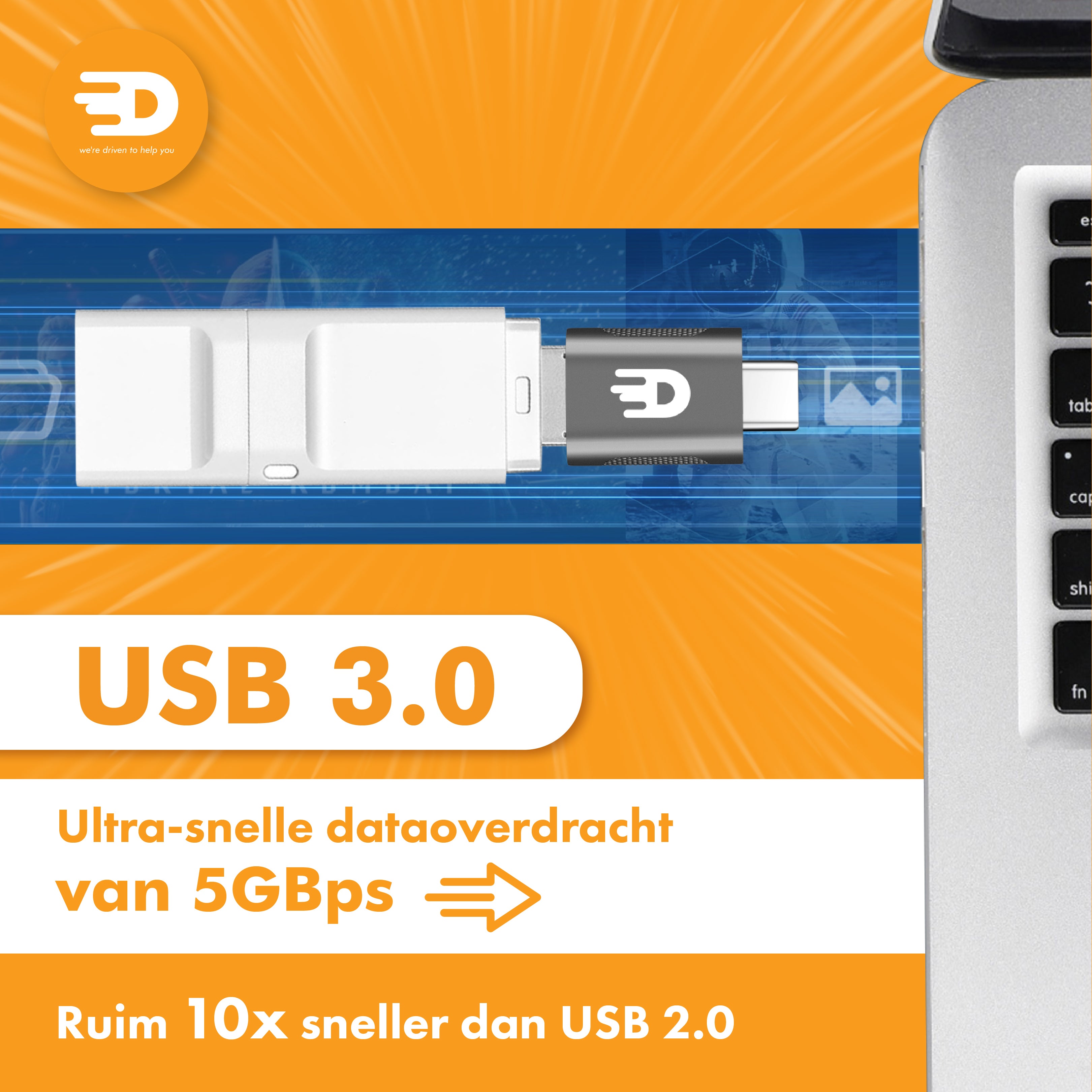 USB C naar USB A Adapter – 2 stuks - Thunderbolt 3 - USB 3.0 - 5Gbps