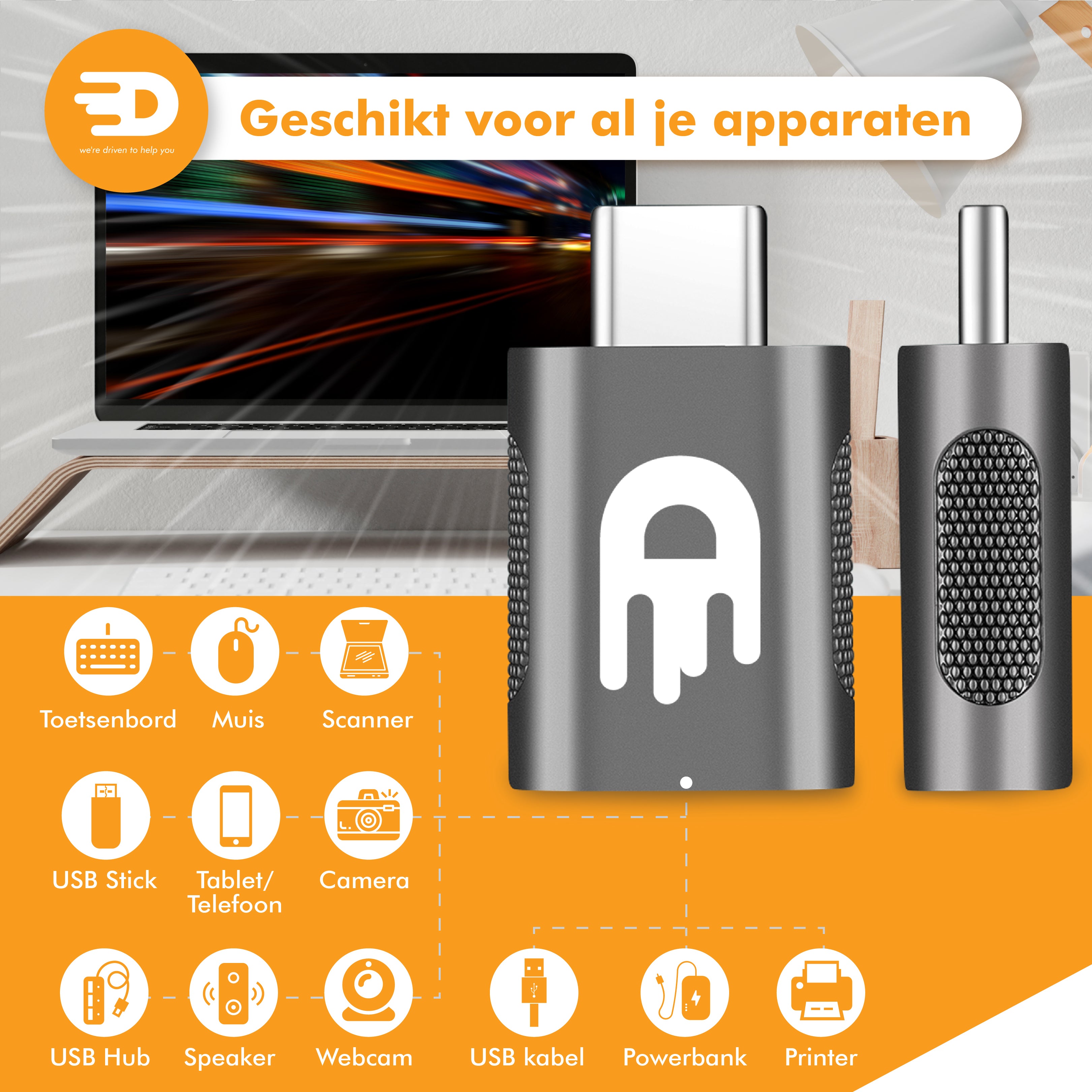 USB C naar USB A Adapter – 2 stuks - Thunderbolt 3 - USB 3.0 - 5Gbps