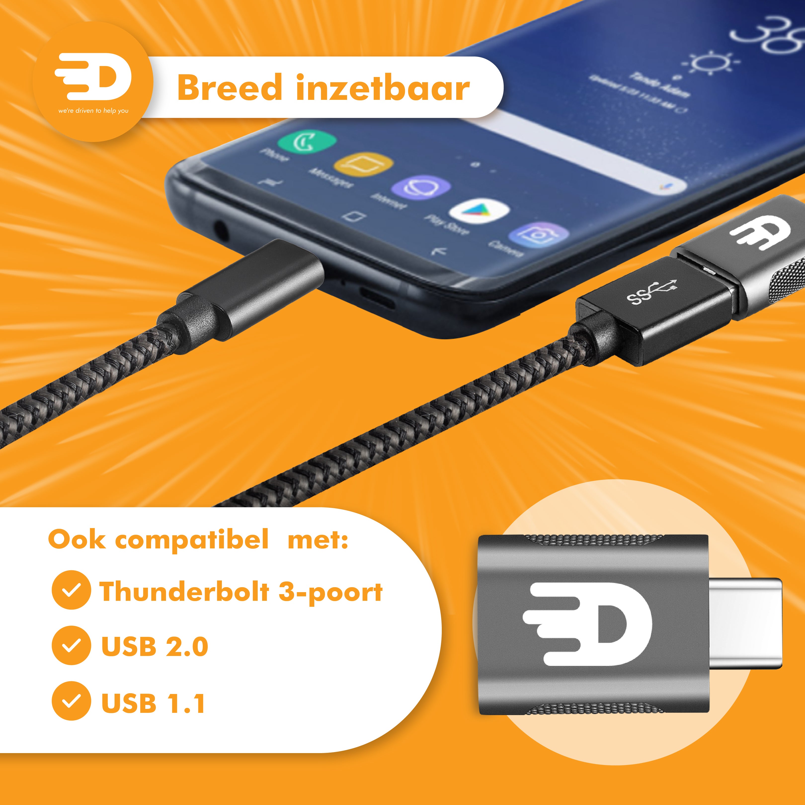 USB C naar USB A Adapter – 2 stuks - Thunderbolt 3 - USB 3.0 - 5Gbps