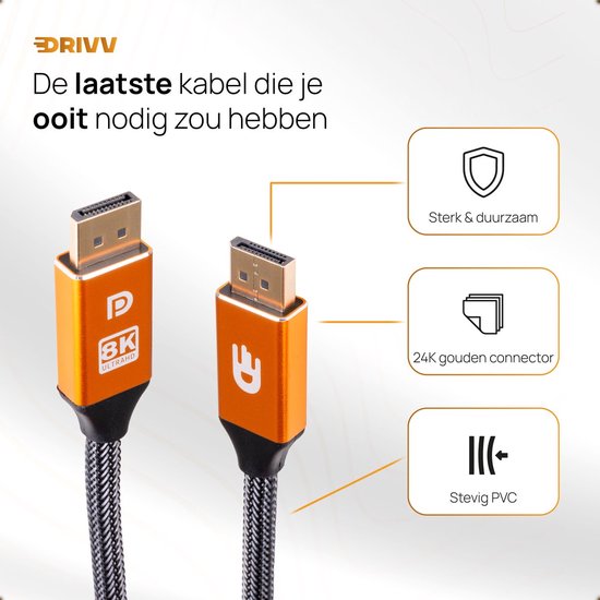 Displayport Kabel 1.4 - Oranje