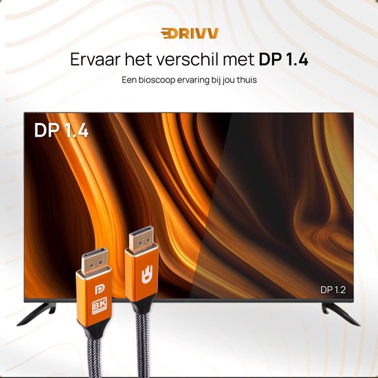 Displayport Kabel 1.4 - Oranje