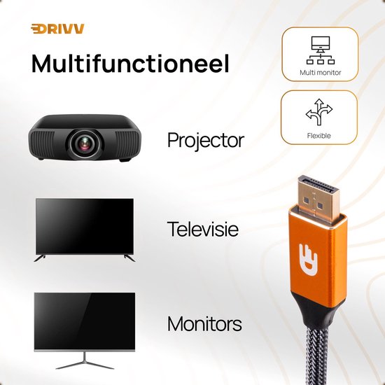 Displayport Kabel 1.4 - Oranje