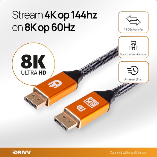 Displayport Kabel 1.4 - Oranje