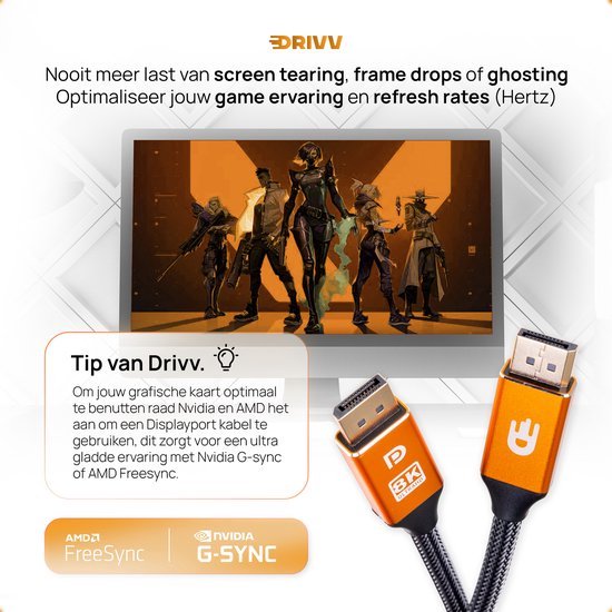 Displayport Kabel 1.4 - Oranje
