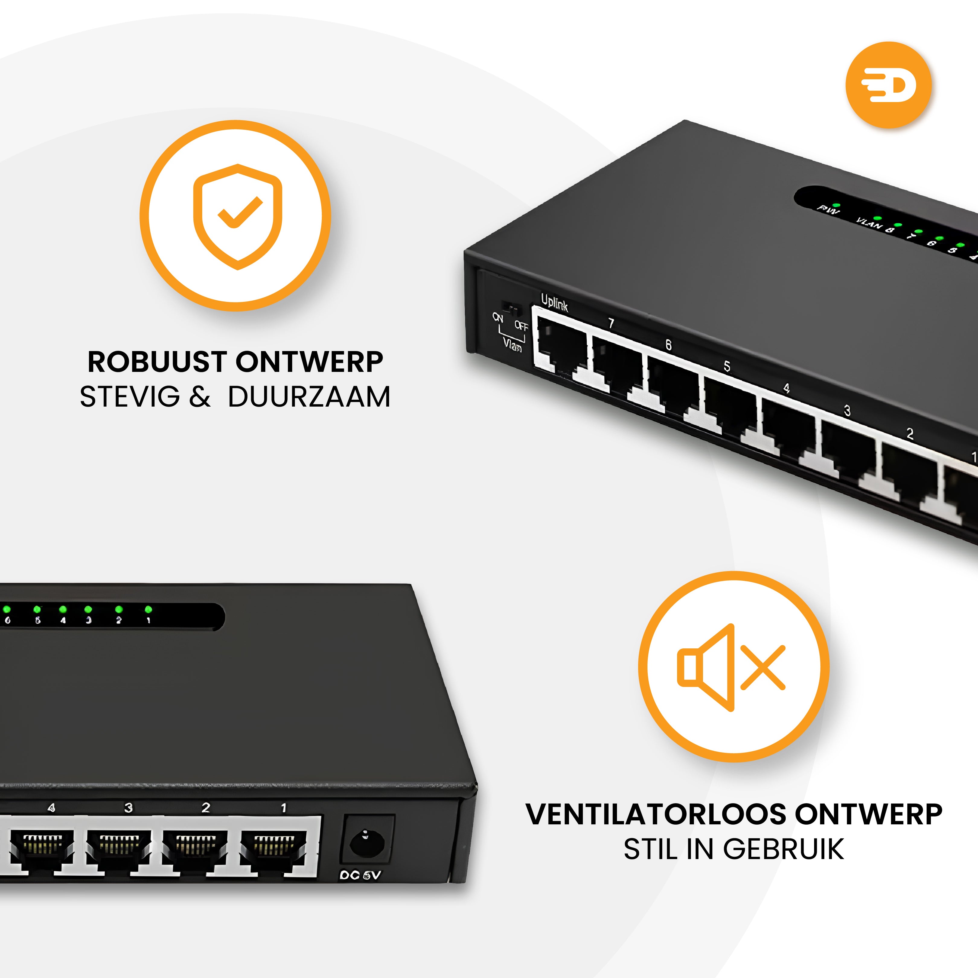 Netwerk Switch - 8 Poorten - 1000 GBps